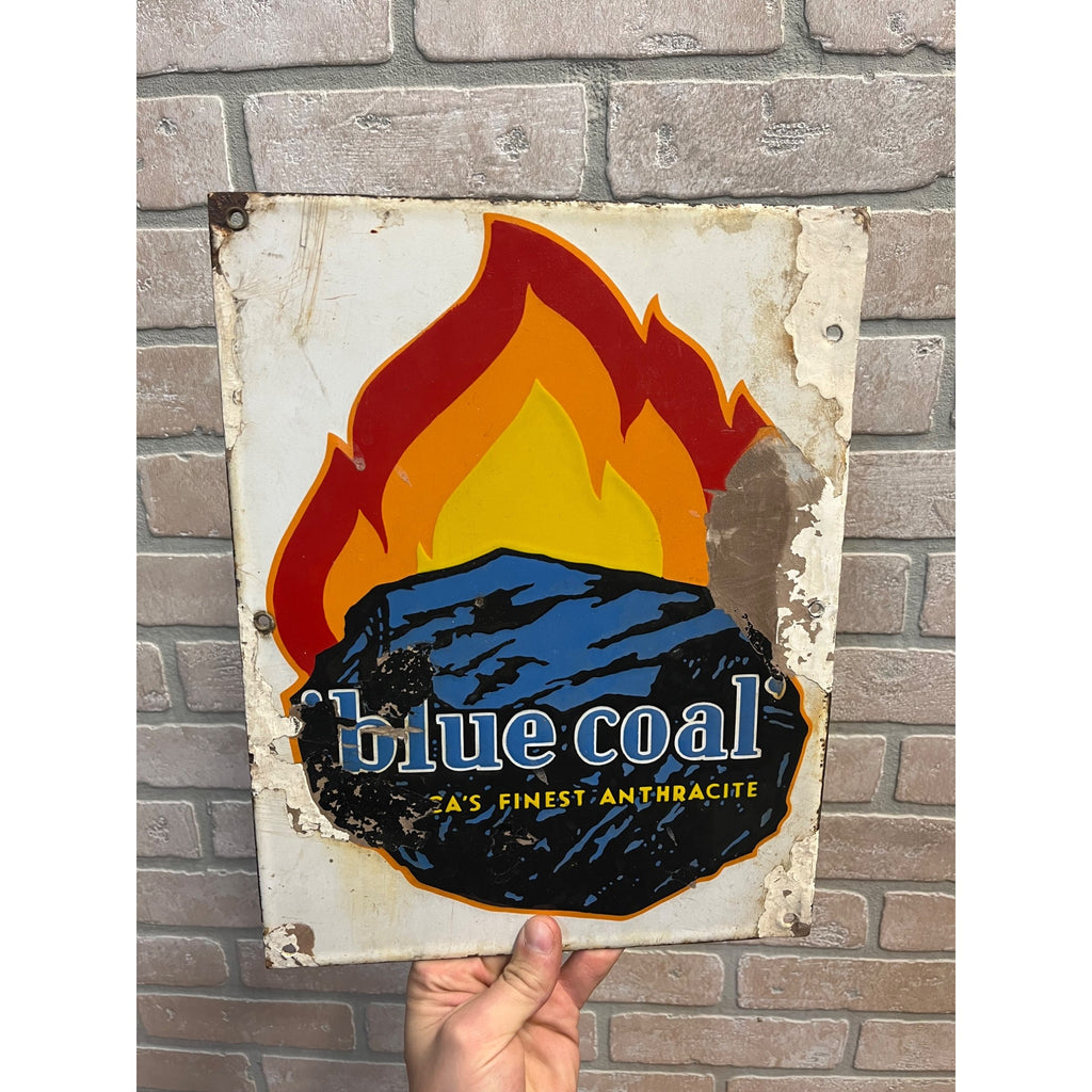 Original Old Blue Coal Advertising Porcelain Sign America's Favorite Anthracite