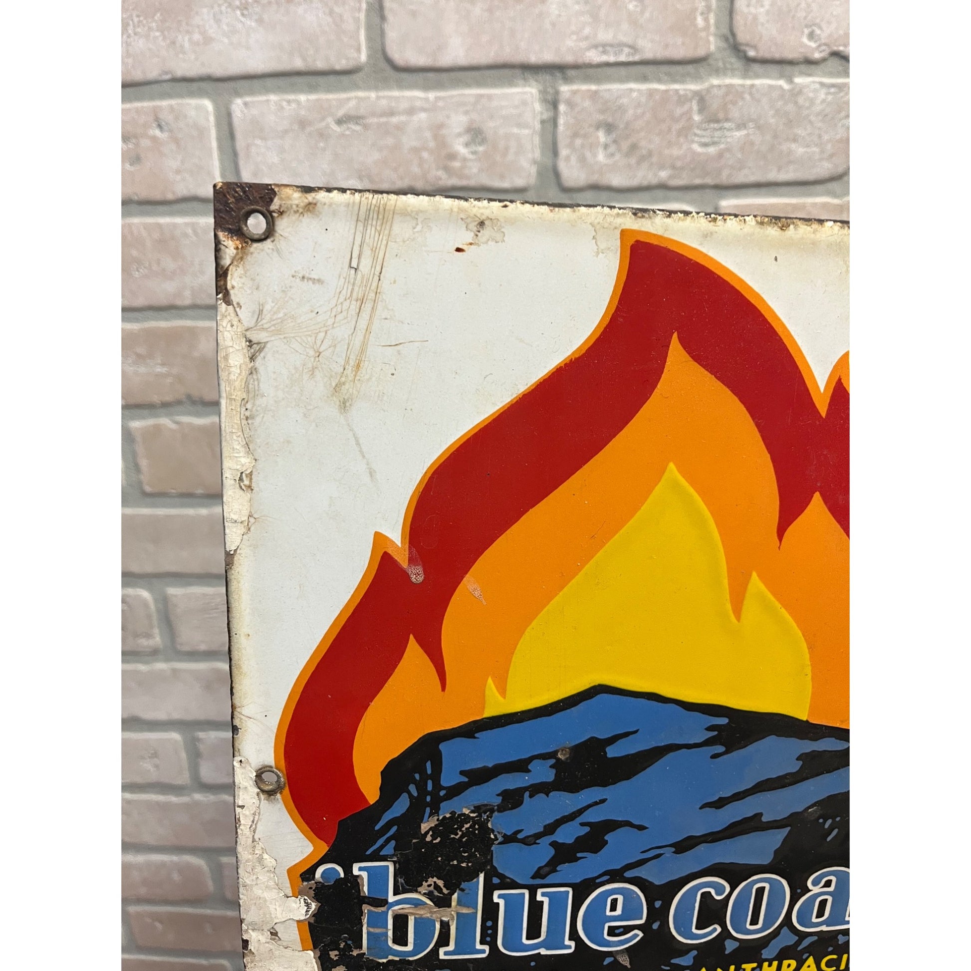 Original Old Blue Coal Advertising Porcelain Sign America's Favorite Anthracite