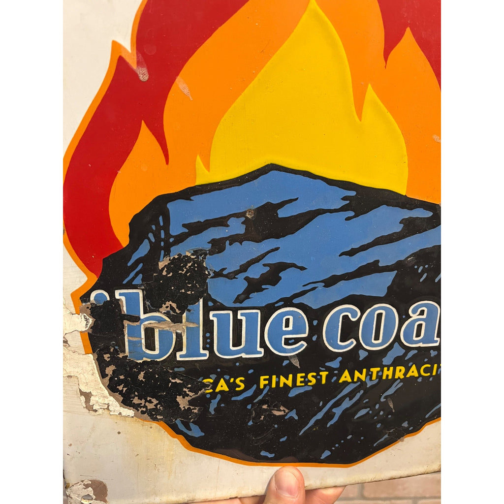 Original Old Blue Coal Advertising Porcelain Sign America's Favorite Anthracite