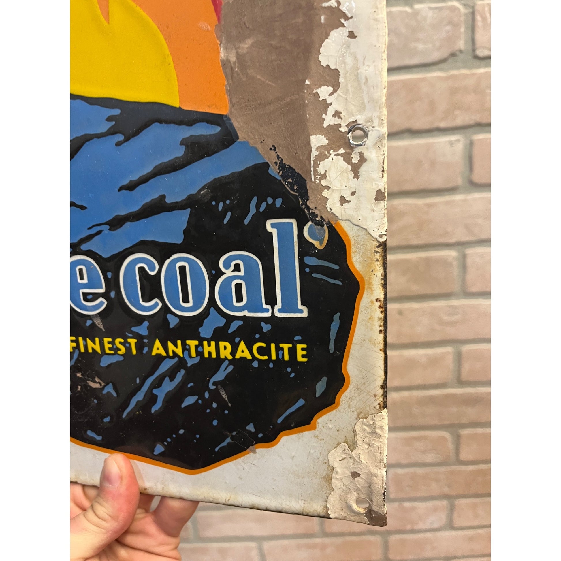Original Old Blue Coal Advertising Porcelain Sign America's Favorite Anthracite