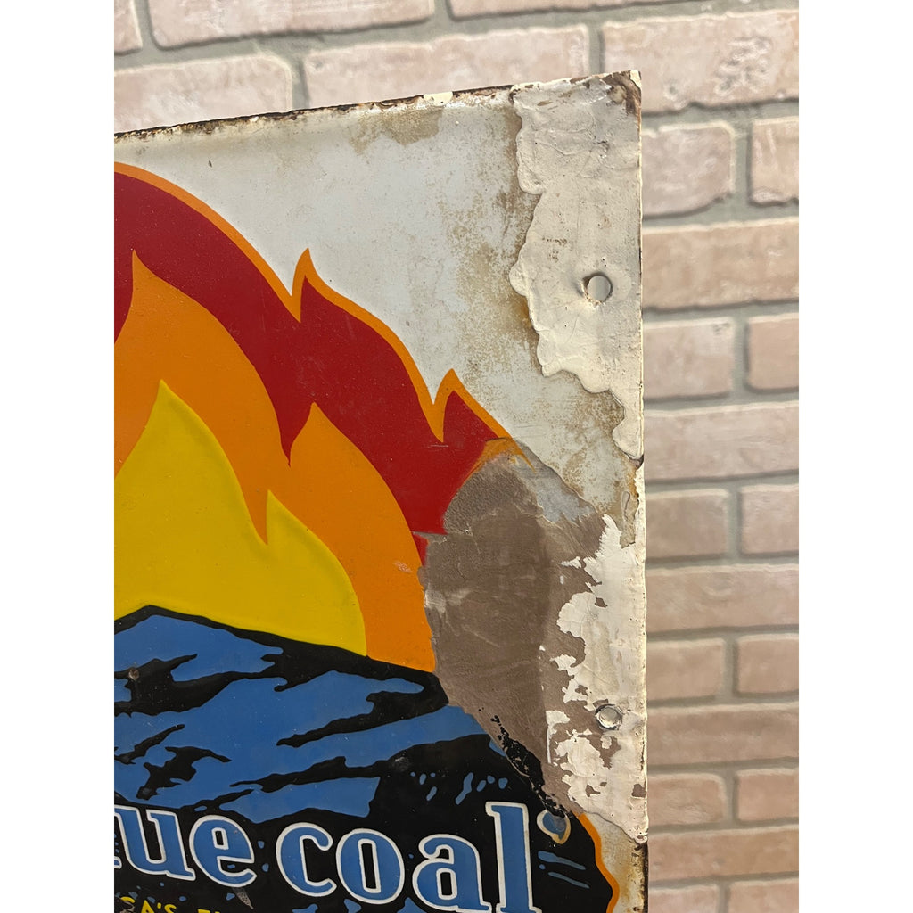 Original Old Blue Coal Advertising Porcelain Sign America's Favorite Anthracite