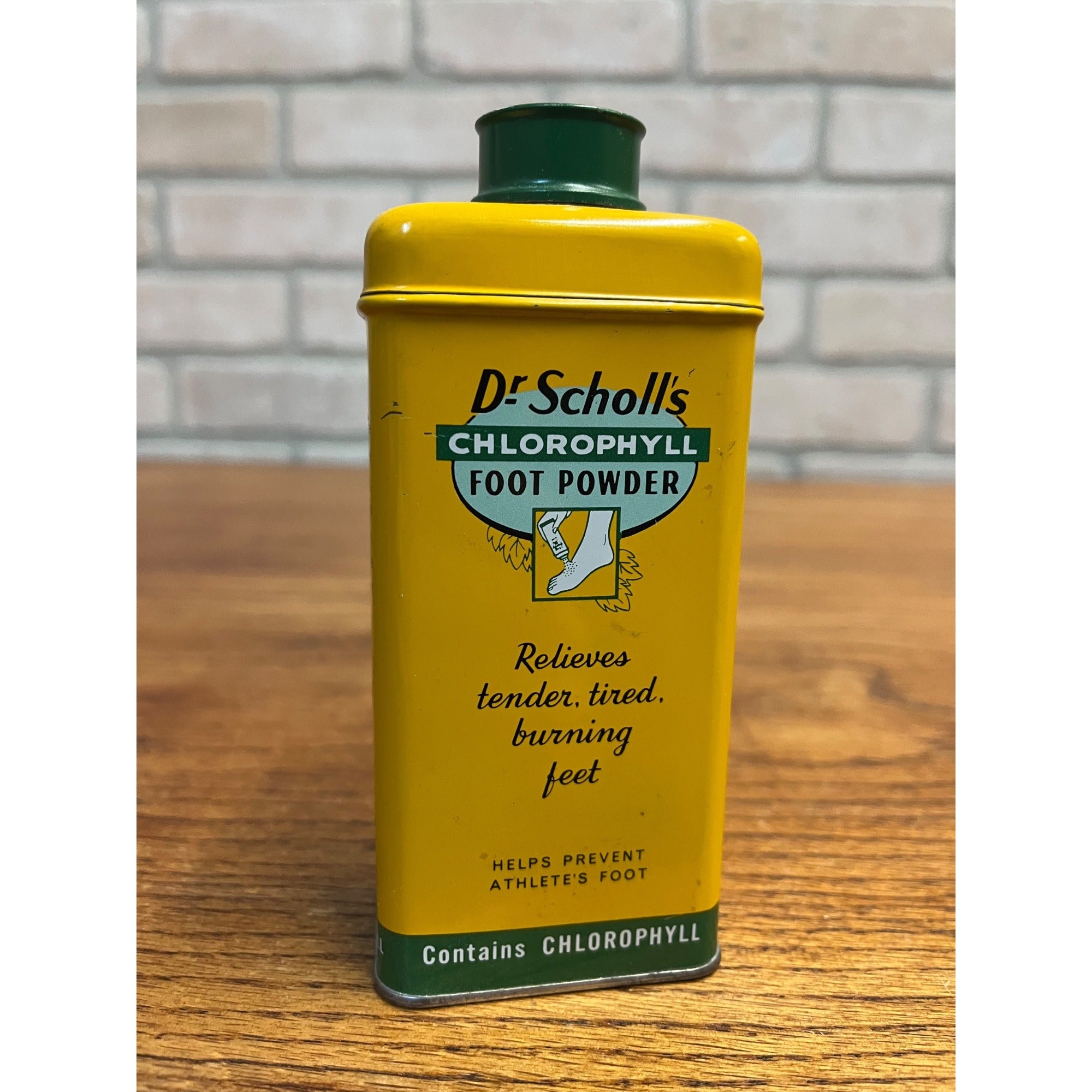 Vintage Dr Scholl's Foot Powder Tin Can Medicine Advertising FULL NOS