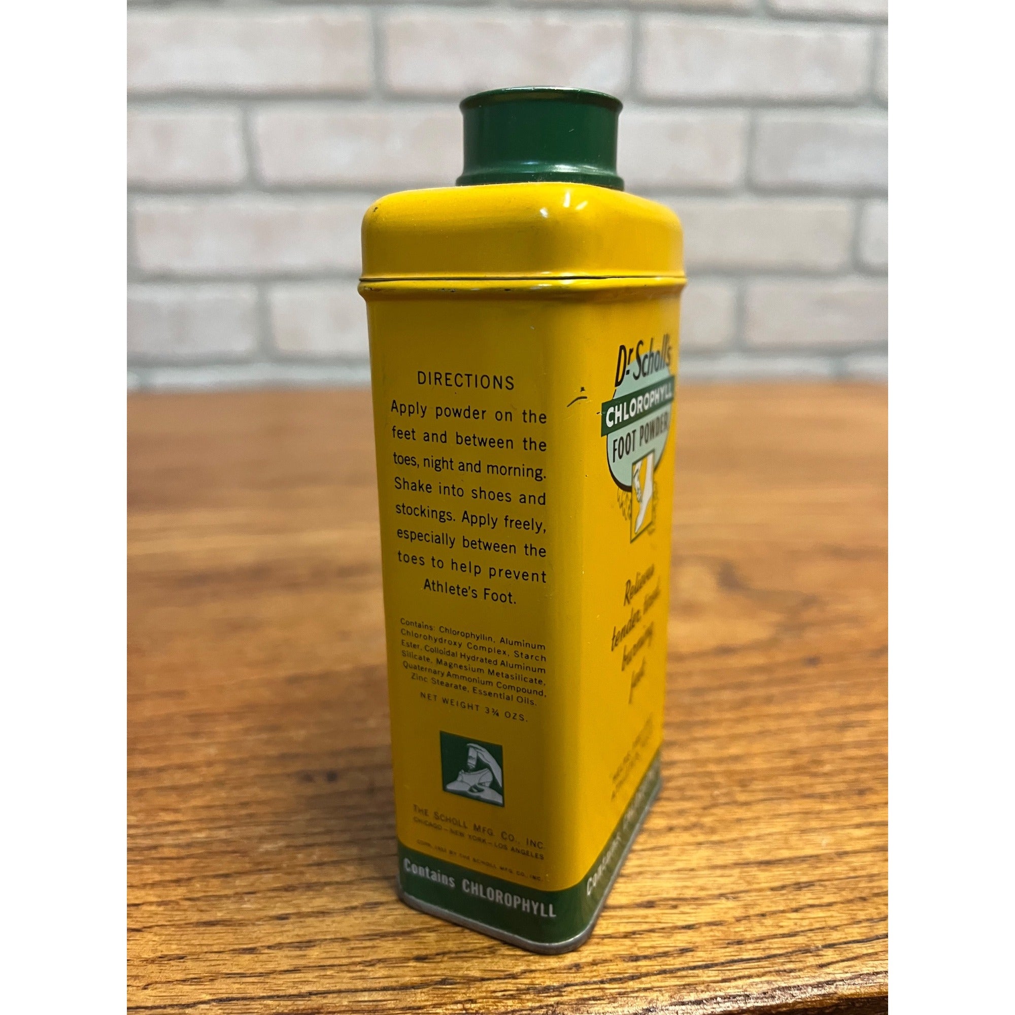 Vintage Dr Scholl's Foot Powder Tin Can Medicine Advertising FULL NOS