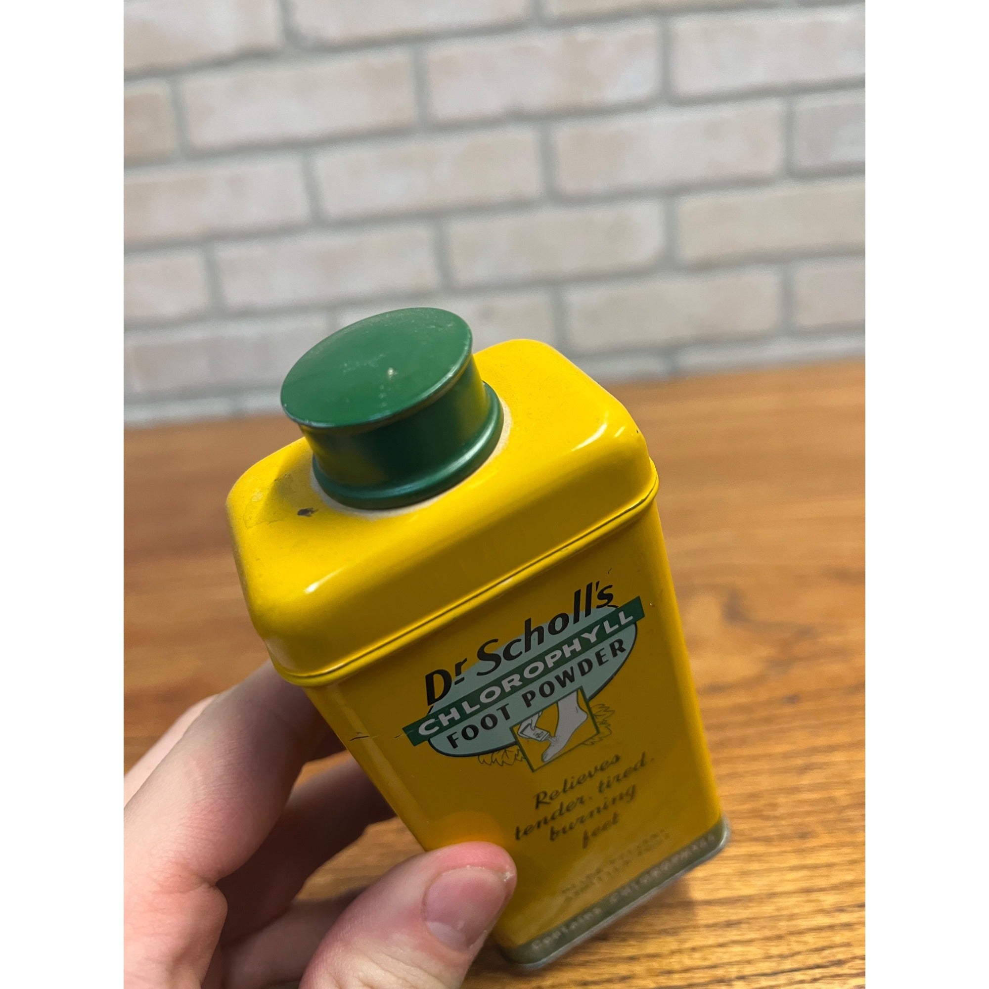 Vintage Dr Scholl's Foot Powder Tin Can Medicine Advertising FULL NOS