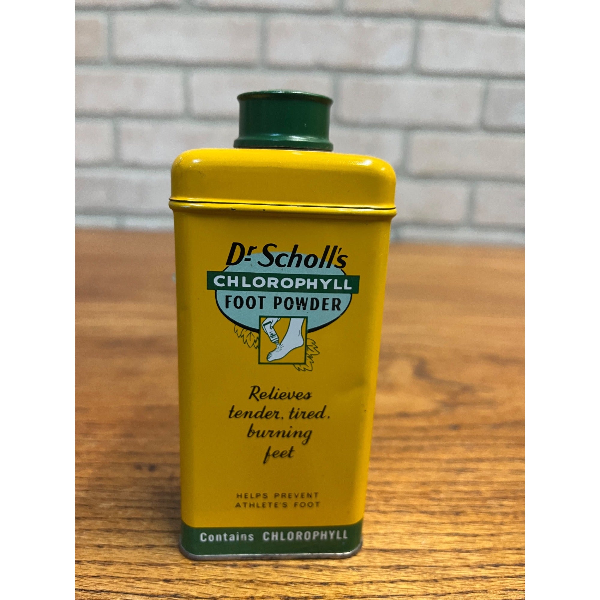 Vintage Dr Scholl's Foot Powder Tin Can Medicine Advertising FULL NOS