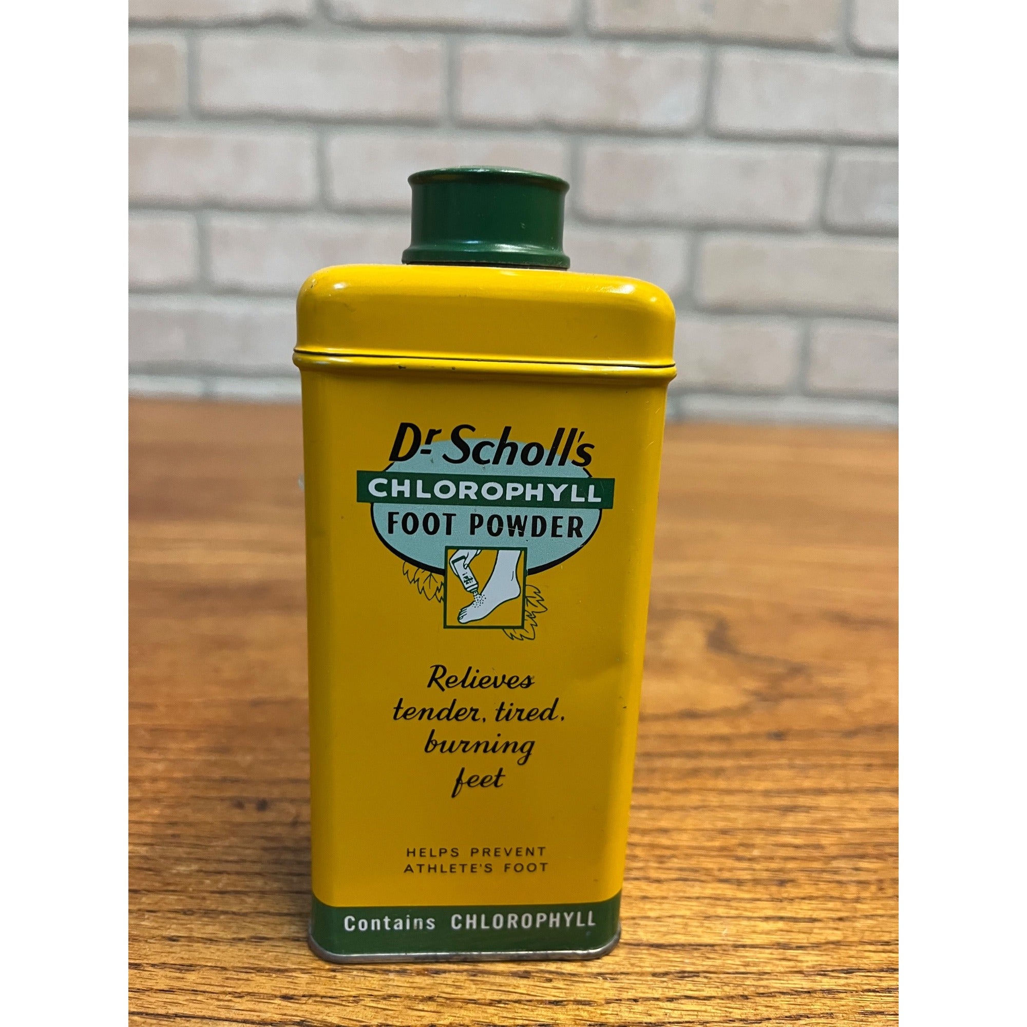 Vintage Dr Scholl's Foot Powder Tin Can Medicine Advertising FULL NOS