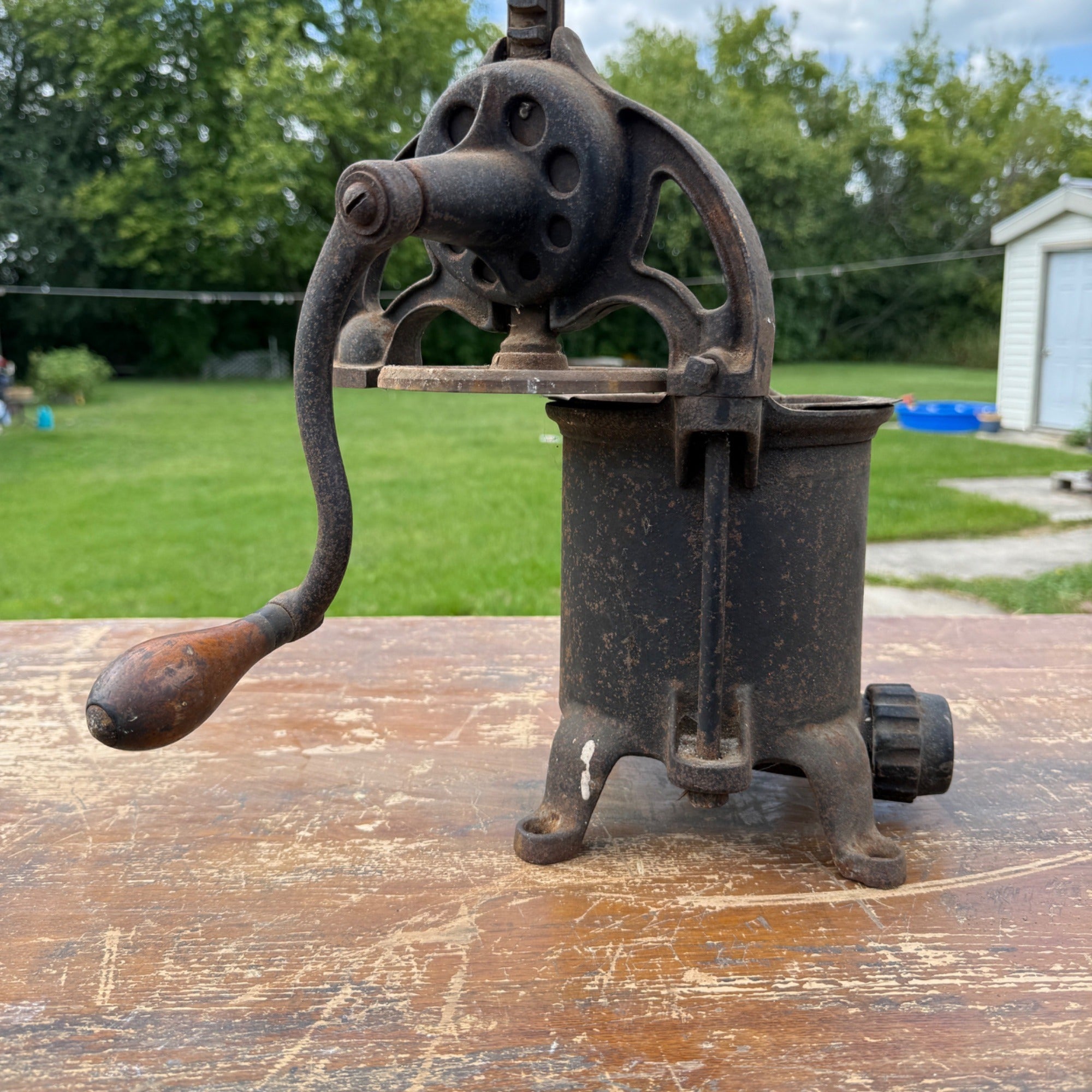 Vintage Enterprise Cast Iron RARE Small 2qt Fruit Wine Lard Sausage Stuffer Press