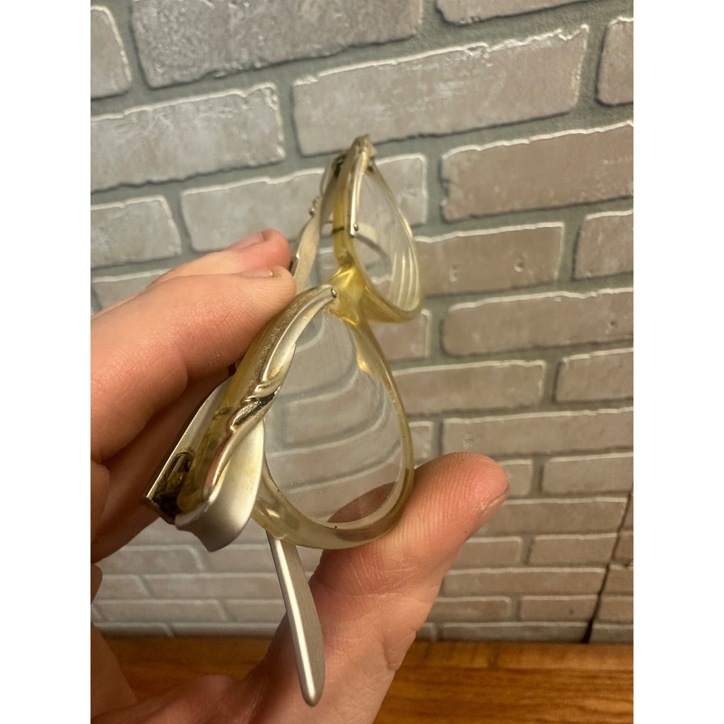 Vintage 1950's Women's Cat Eye Eyeglasses Glasses U/Z 5 1/2 USA Silver