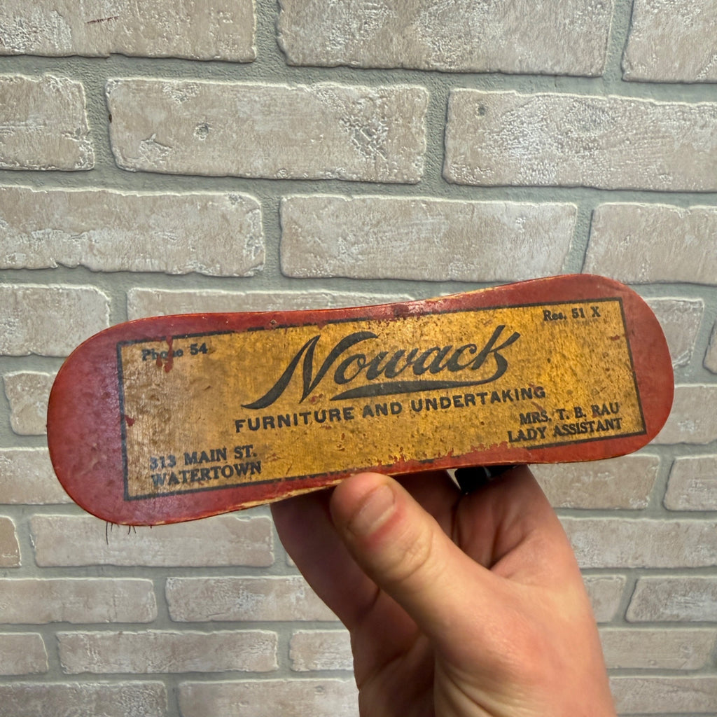 Vintage Nowack Furniture & Undertaking Funeral Advertising Brush Watertown Wis