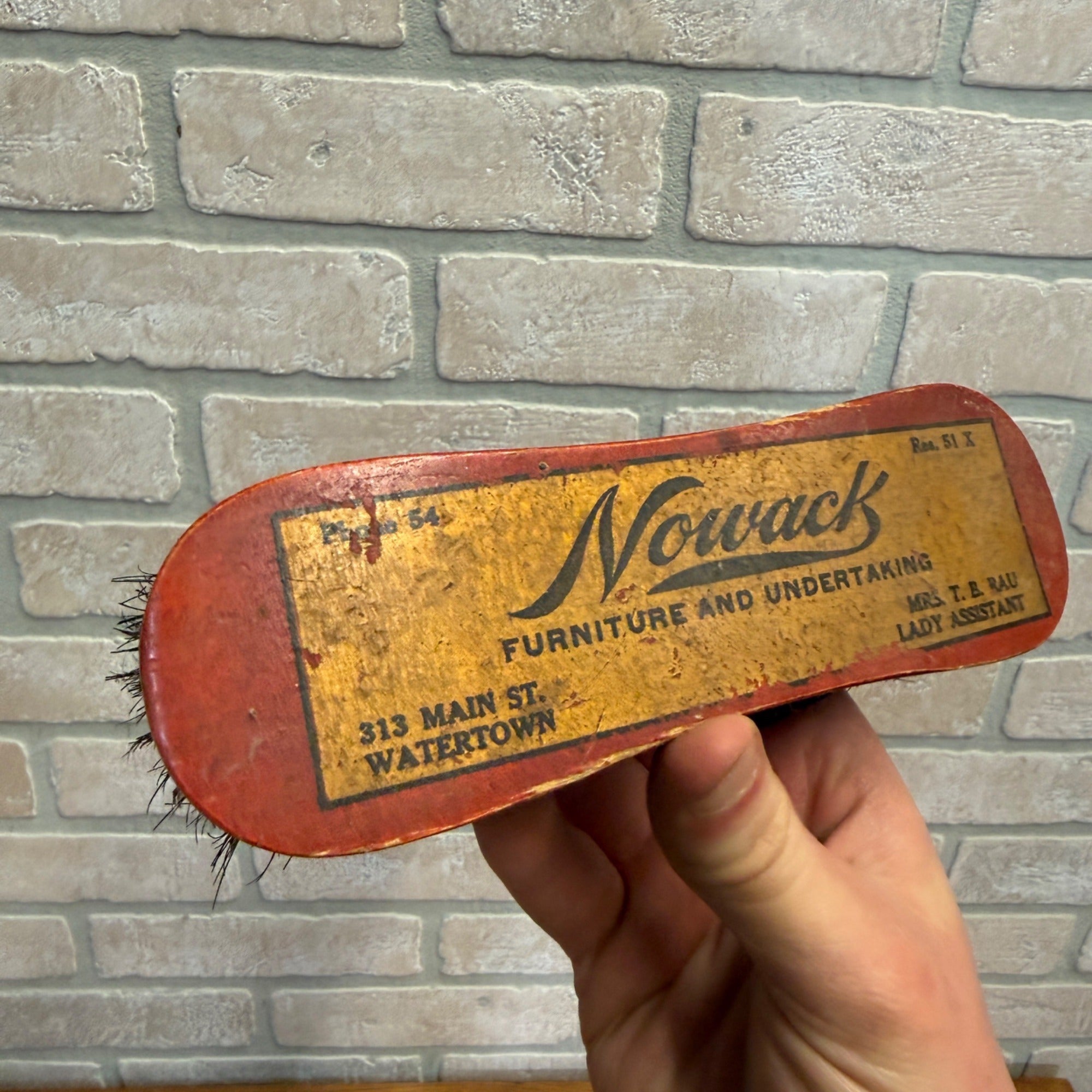 Vintage Nowack Furniture & Undertaking Funeral Advertising Brush Watertown Wis