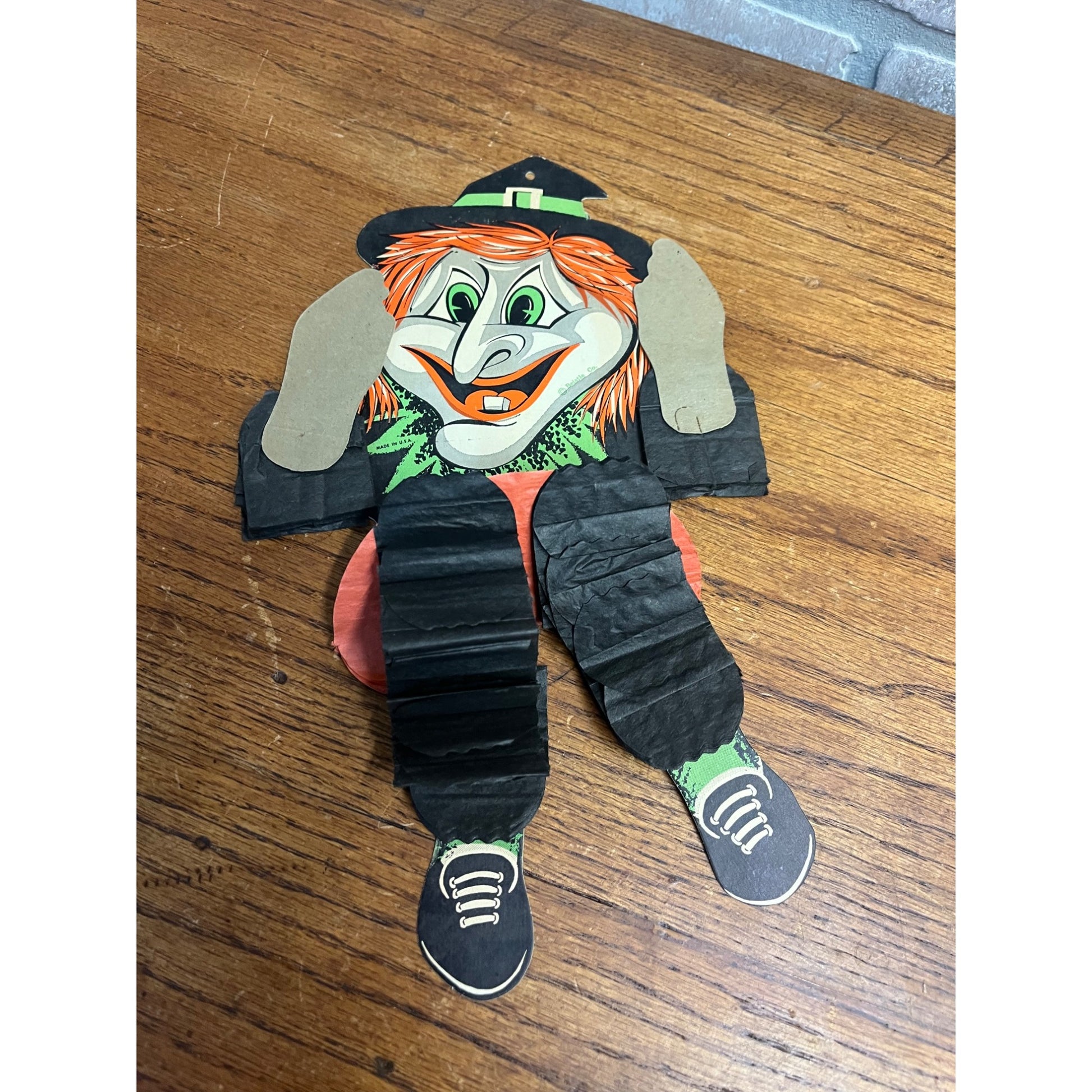 Vintage 1950s Halloween Beistle Witch Honeycomb Crepe Tissue Paper Dancer