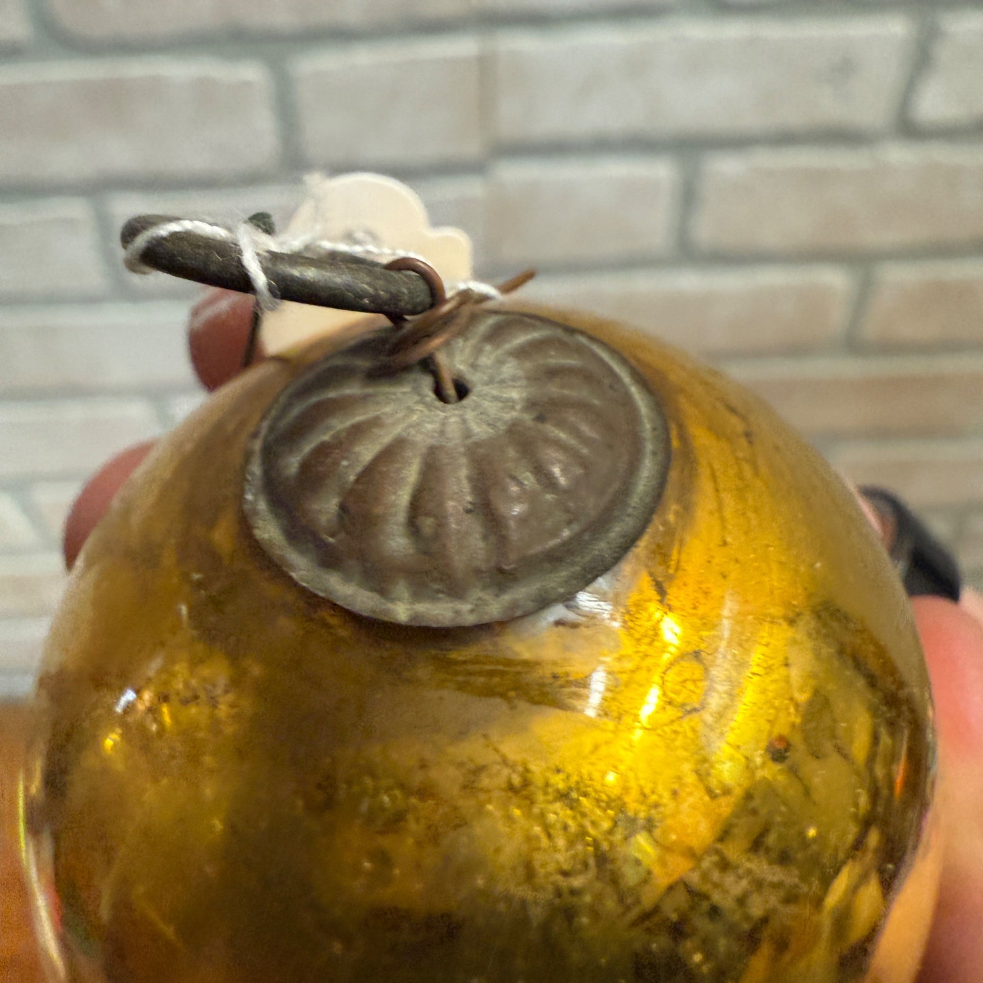 2" Gold Small Antique German Large Kugel Christmas Ornament