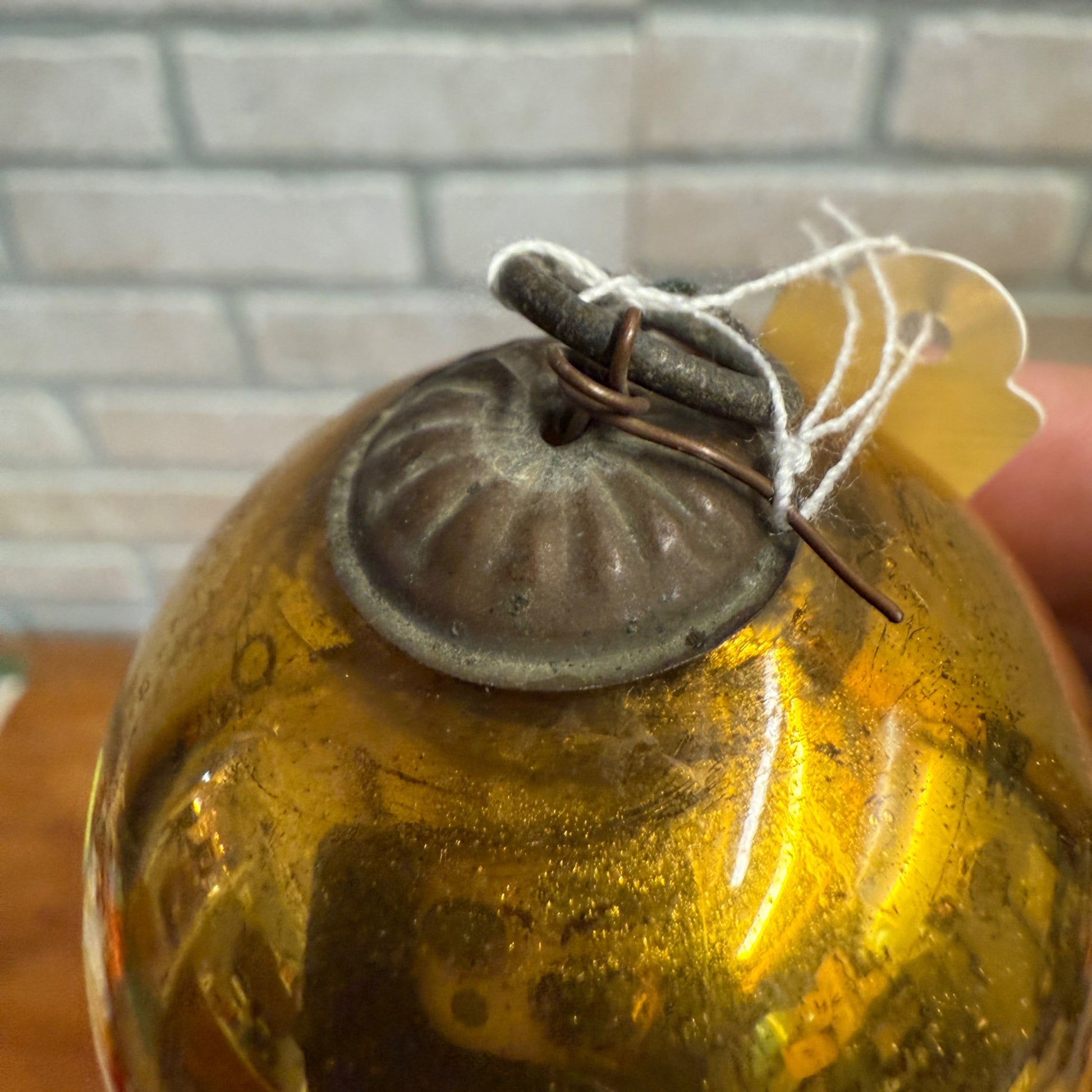 2" Gold Small Antique German Large Kugel Christmas Ornament