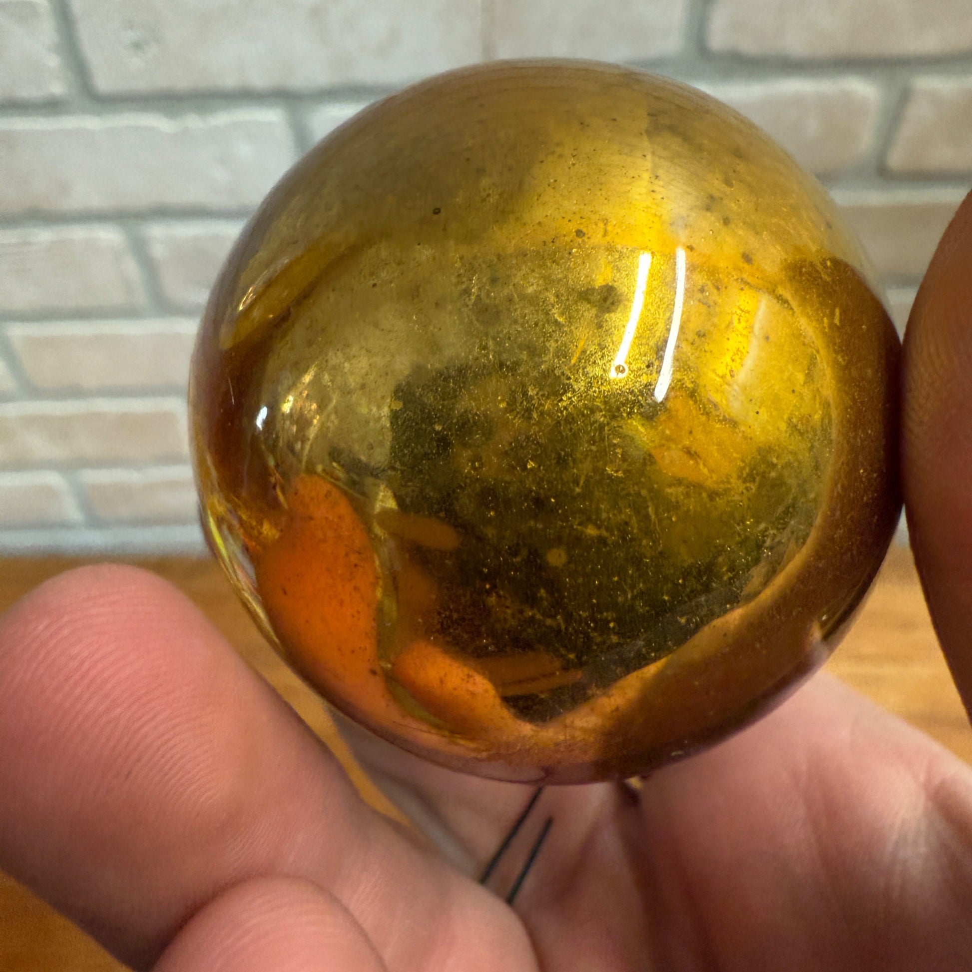 2" Gold Small Antique German Large Kugel Christmas Ornament