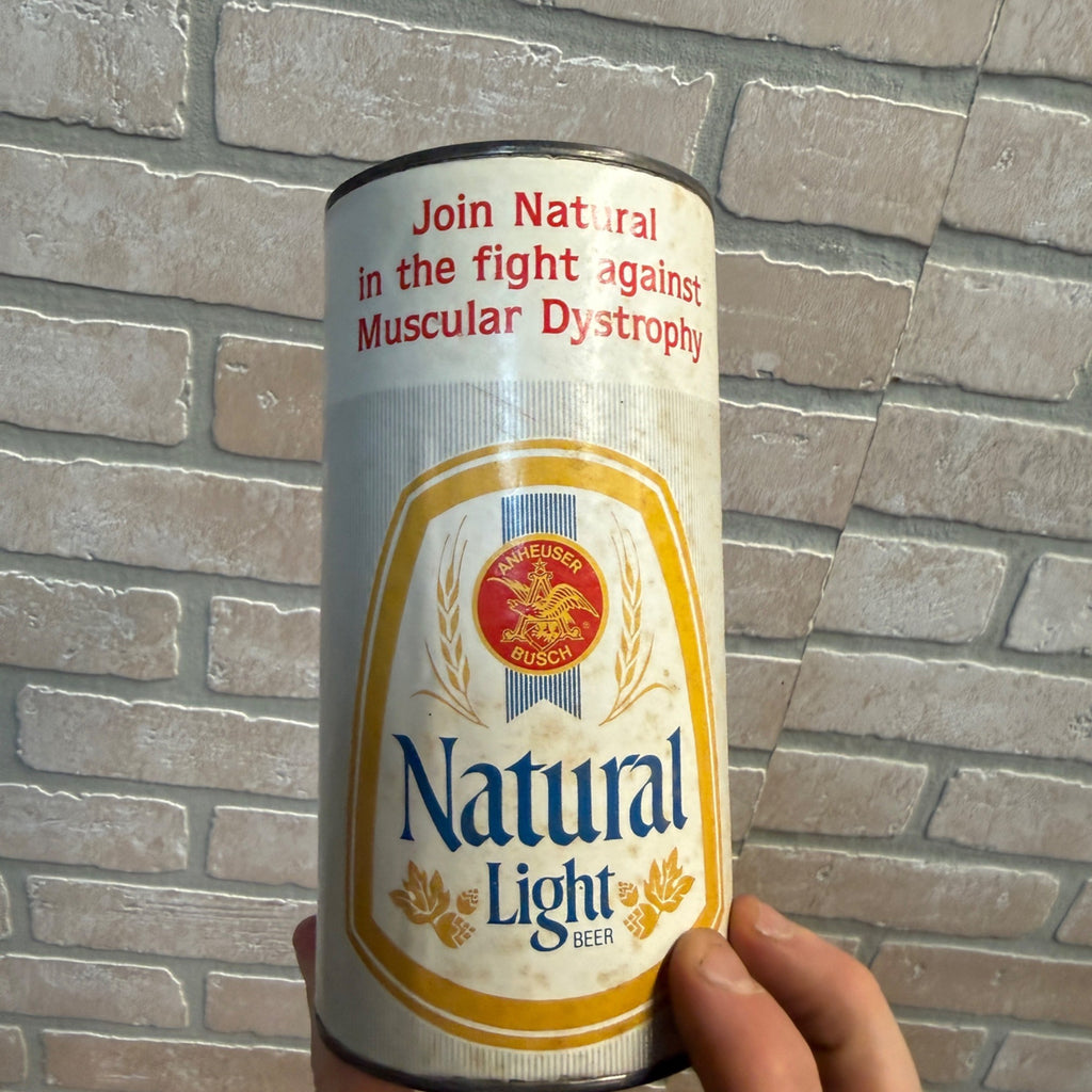 Budweiser & Natural Light Bank Vintage Muscular Dystrophy Fundraiser Can 6"
