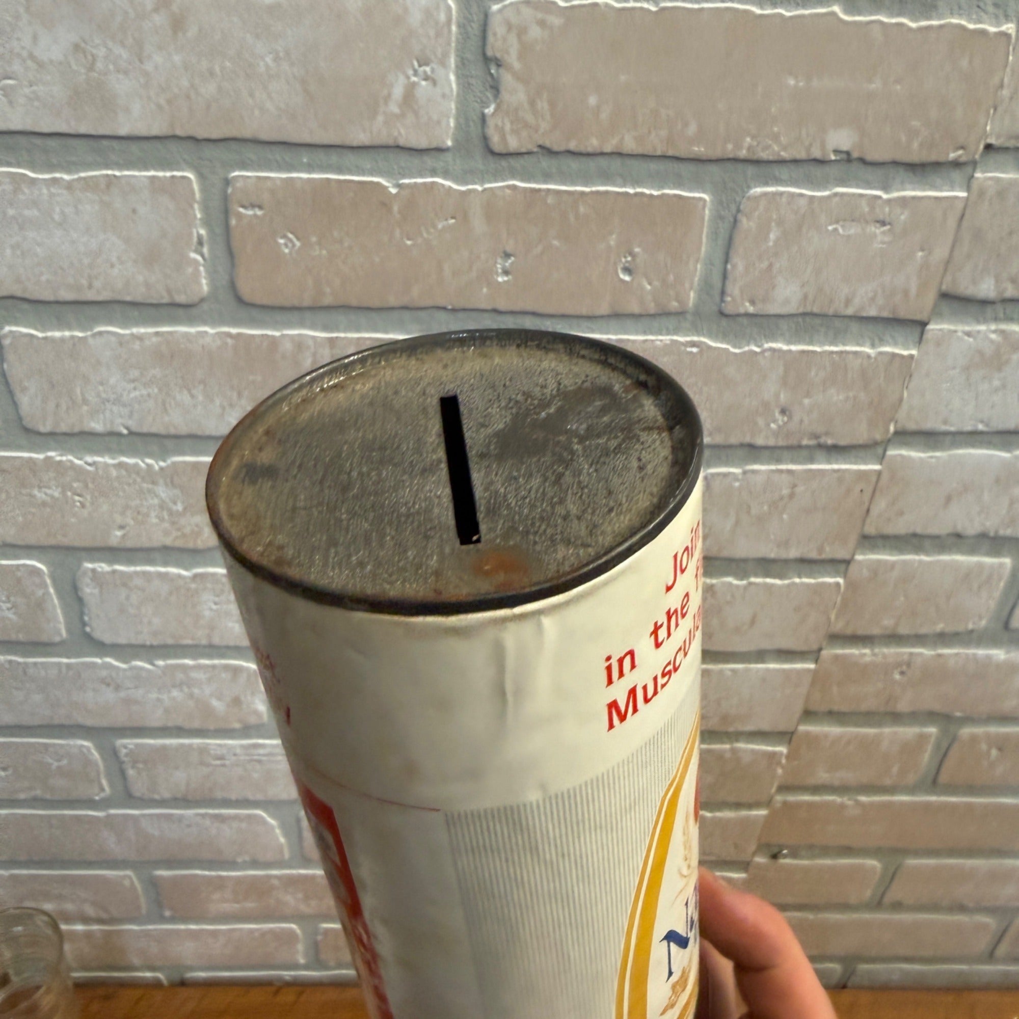 Budweiser & Natural Light Bank Vintage Muscular Dystrophy Fundraiser Can 6"