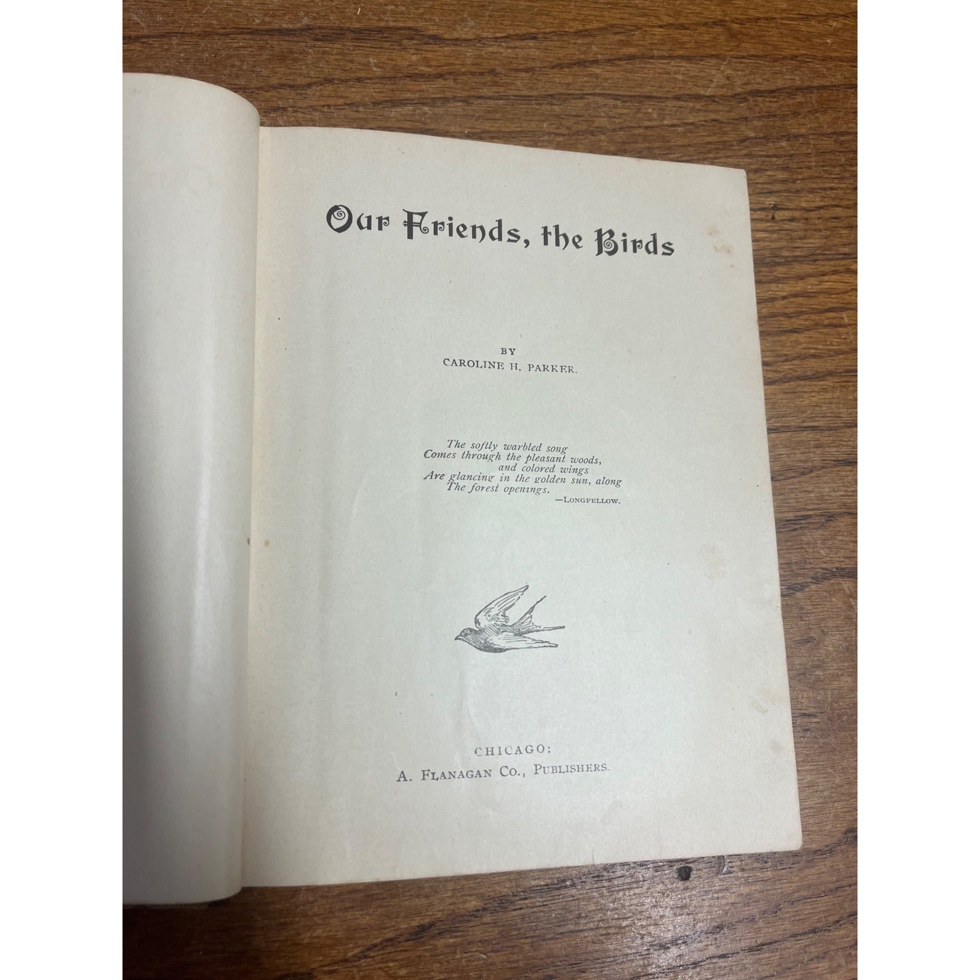 Antique 1897 "Our Friends, the Birds" Hardcover Book Poetry & Prose Caroline Parker