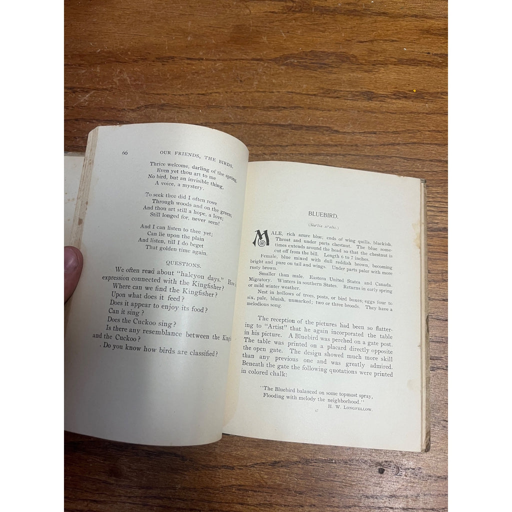 Antique 1897 "Our Friends, the Birds" Hardcover Book Poetry & Prose Caroline Parker