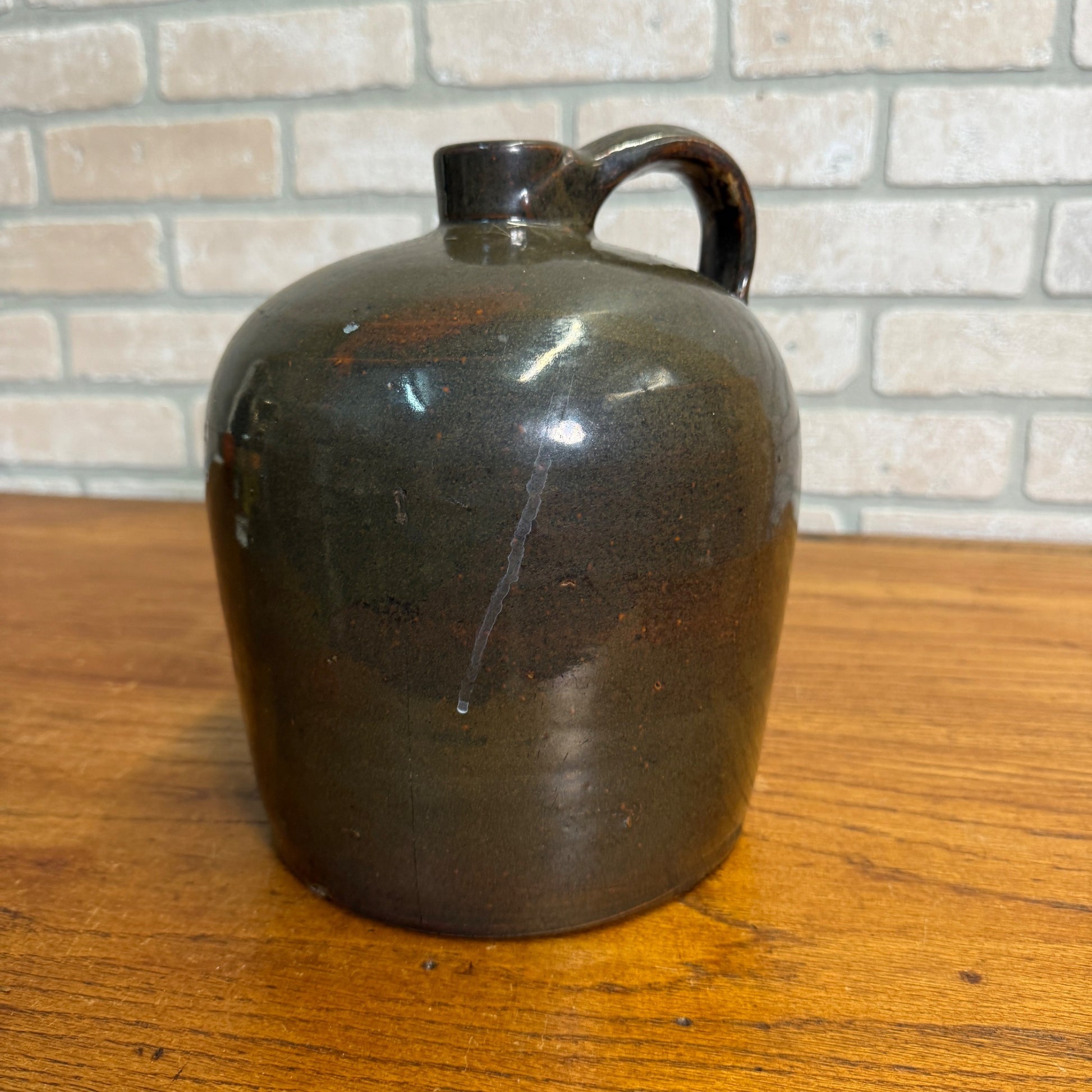 Antique Stoneware Shoulder Smooth Common Jug Moonshine Brown Gray Glazed