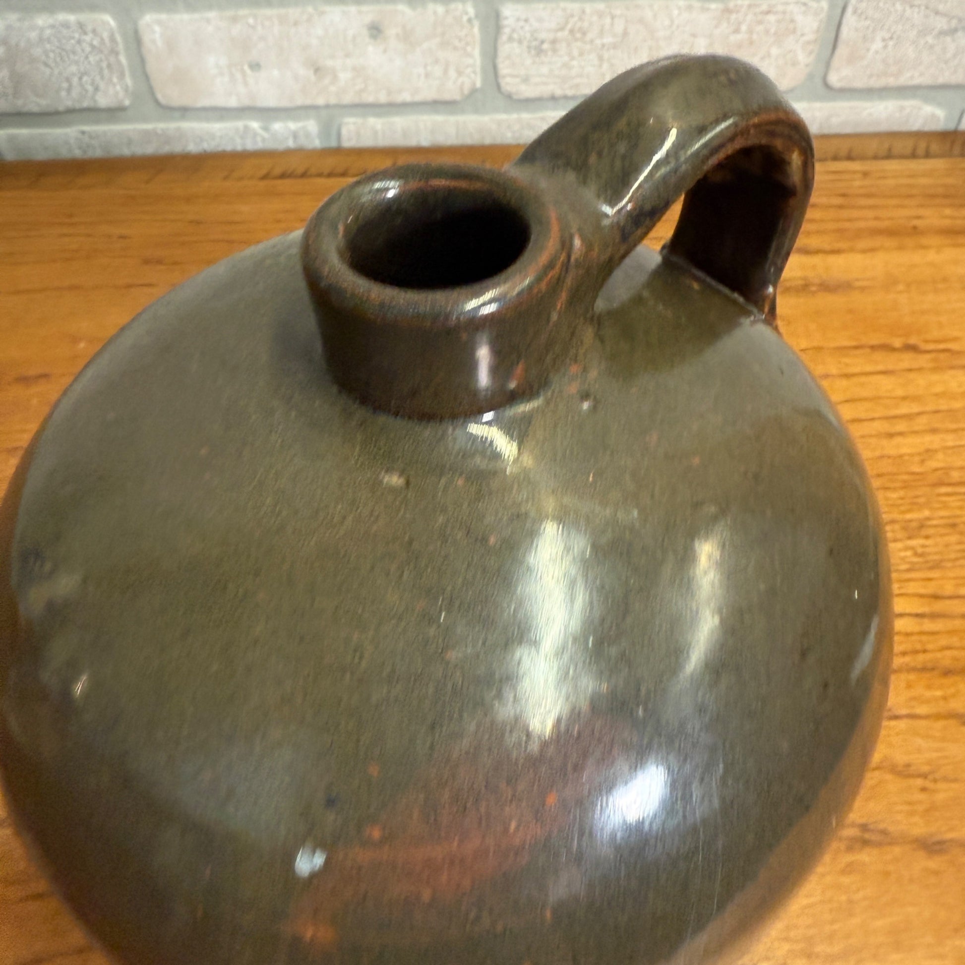 Antique Stoneware Shoulder Smooth Common Jug Moonshine Brown Gray Glazed
