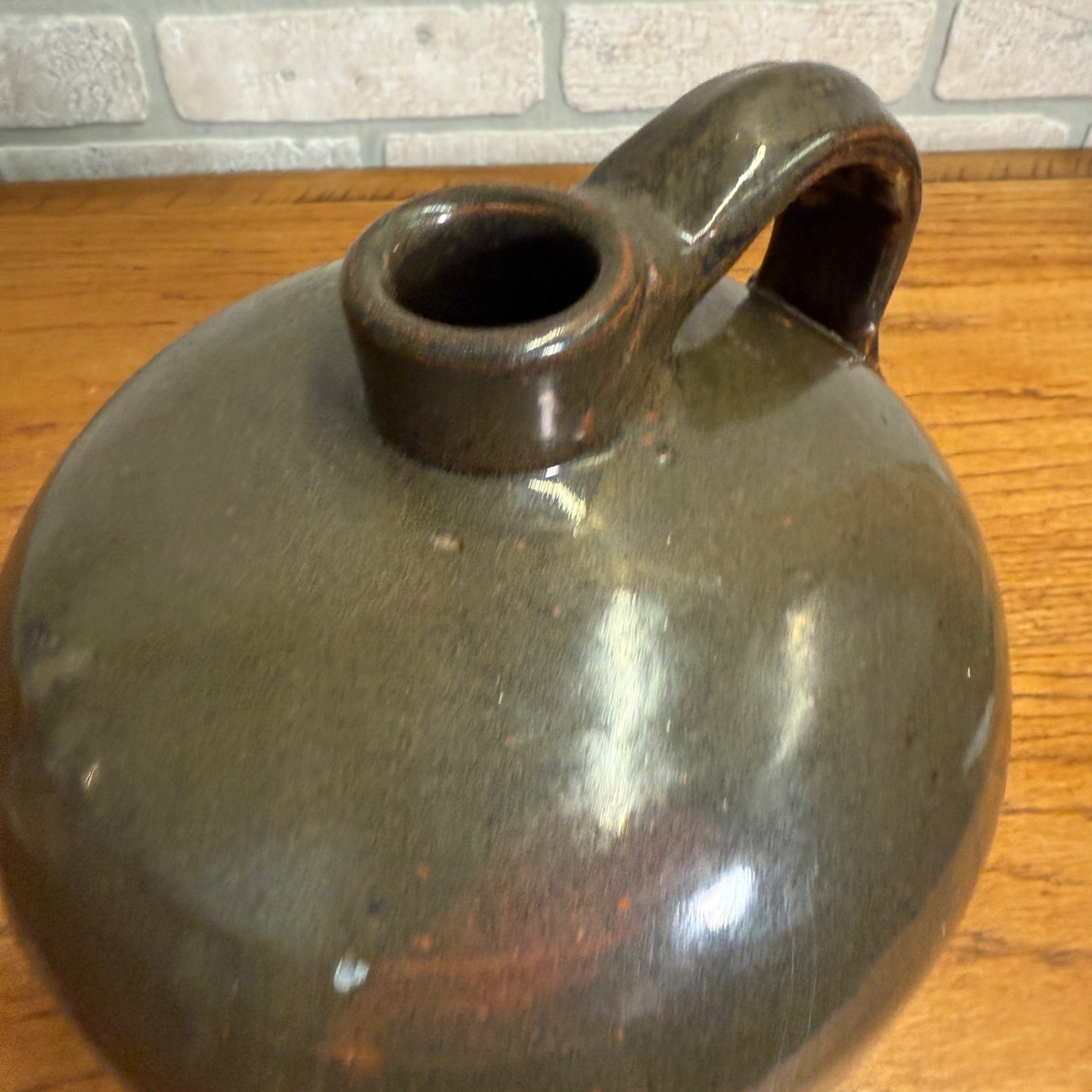 Antique Stoneware Shoulder Smooth Common Jug Moonshine Brown Gray Glazed