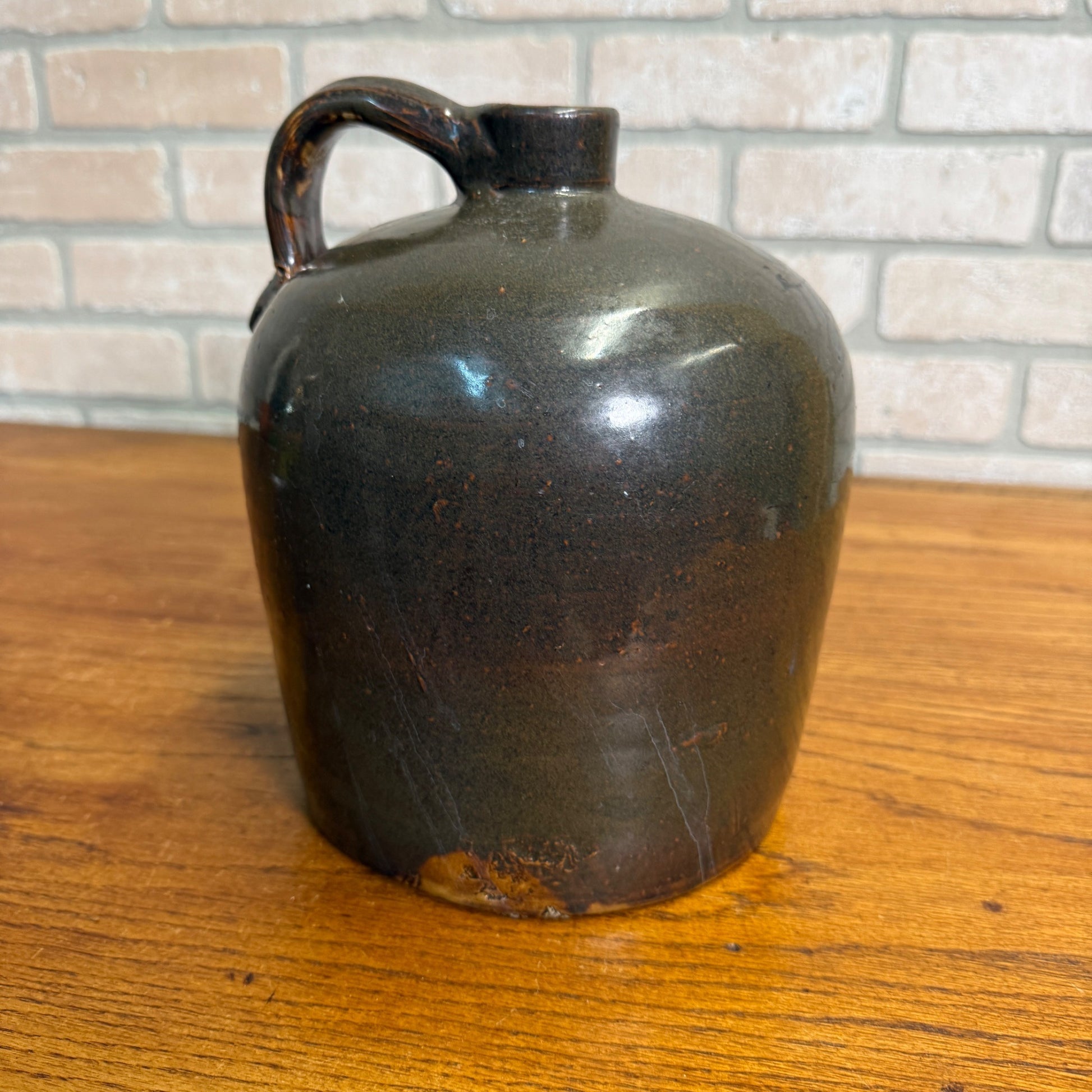 Antique Stoneware Shoulder Smooth Common Jug Moonshine Brown Gray Glazed