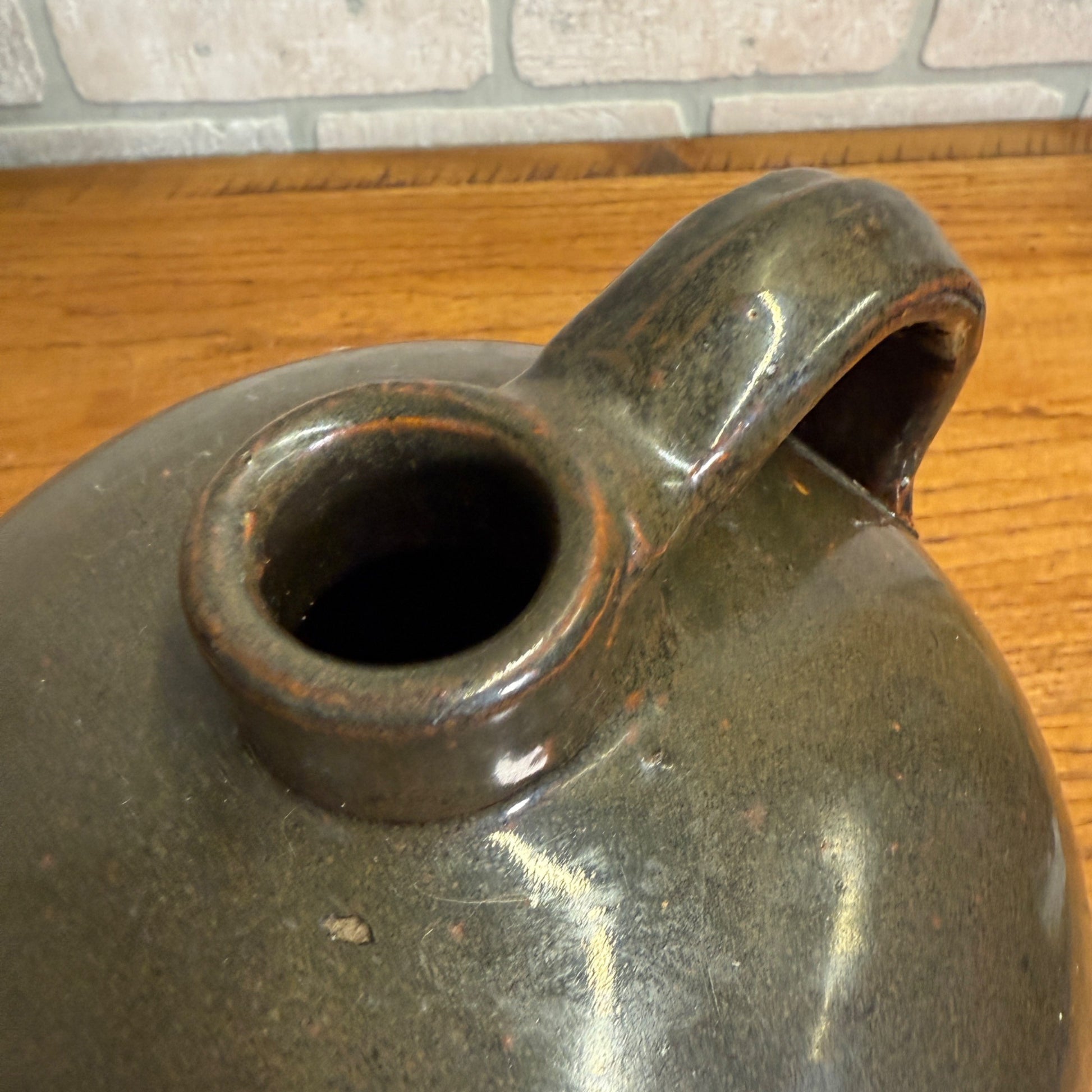 Antique Stoneware Shoulder Smooth Common Jug Moonshine Brown Gray Glazed