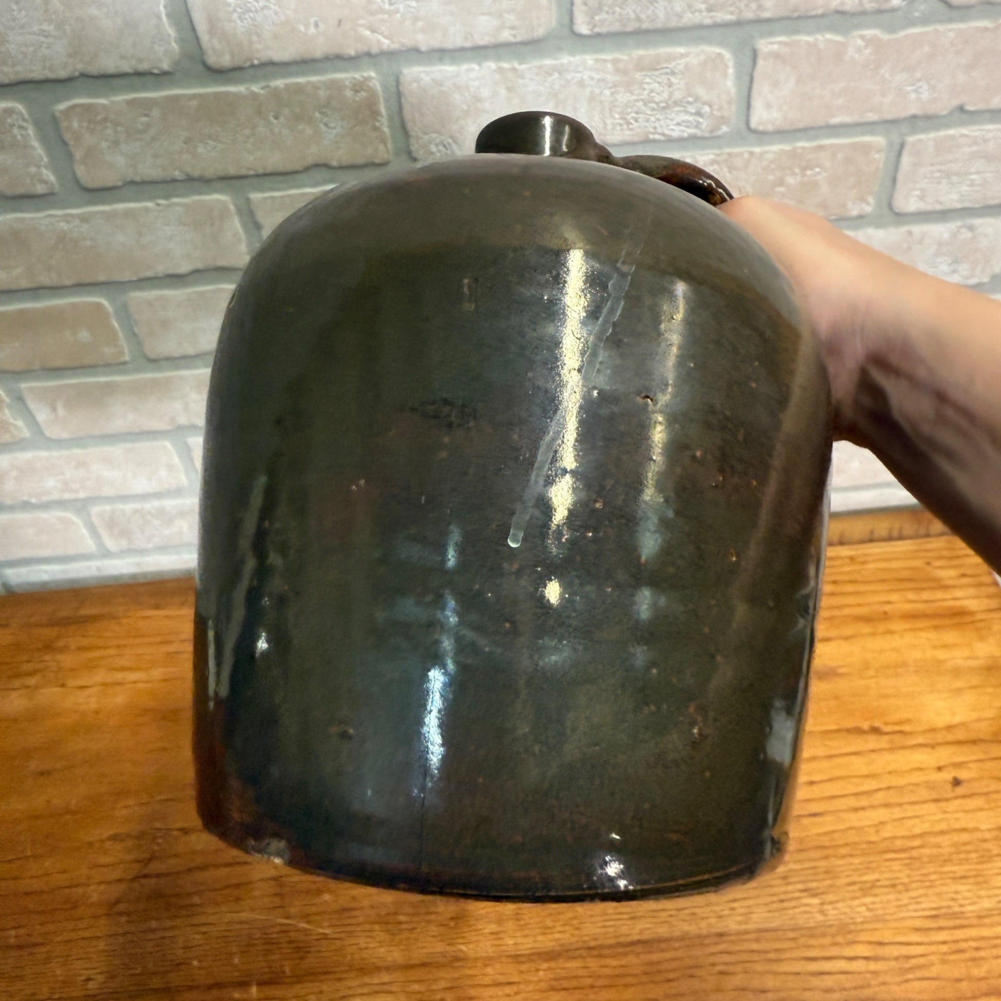 Antique Stoneware Shoulder Smooth Common Jug Moonshine Brown Gray Glazed