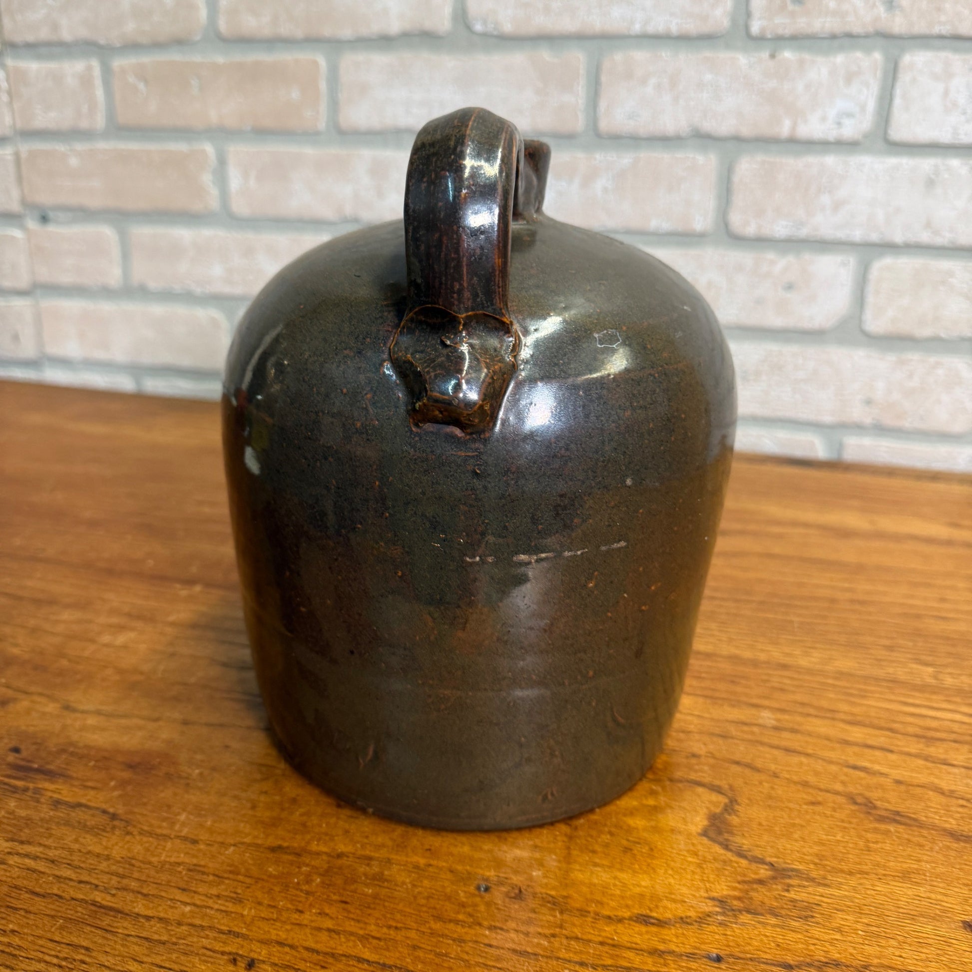 Antique Stoneware Shoulder Smooth Common Jug Moonshine Brown Gray Glazed