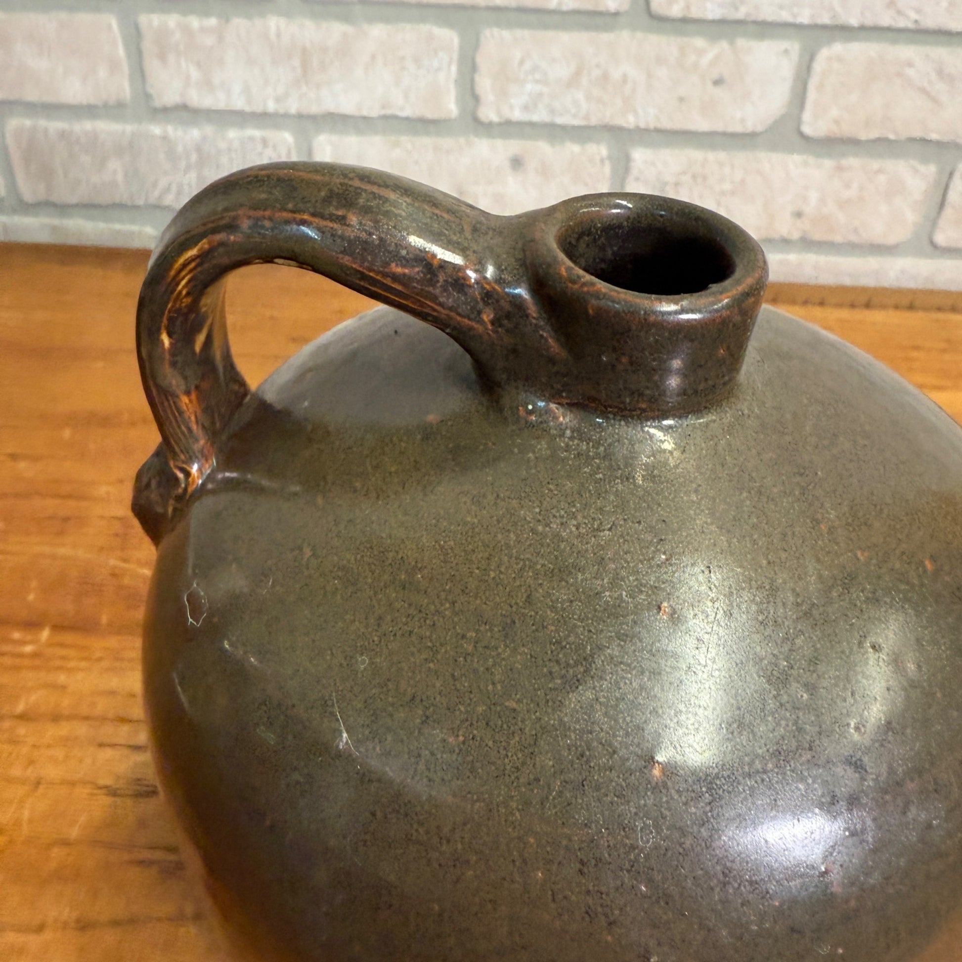 Antique Stoneware Shoulder Smooth Common Jug Moonshine Brown Gray Glazed