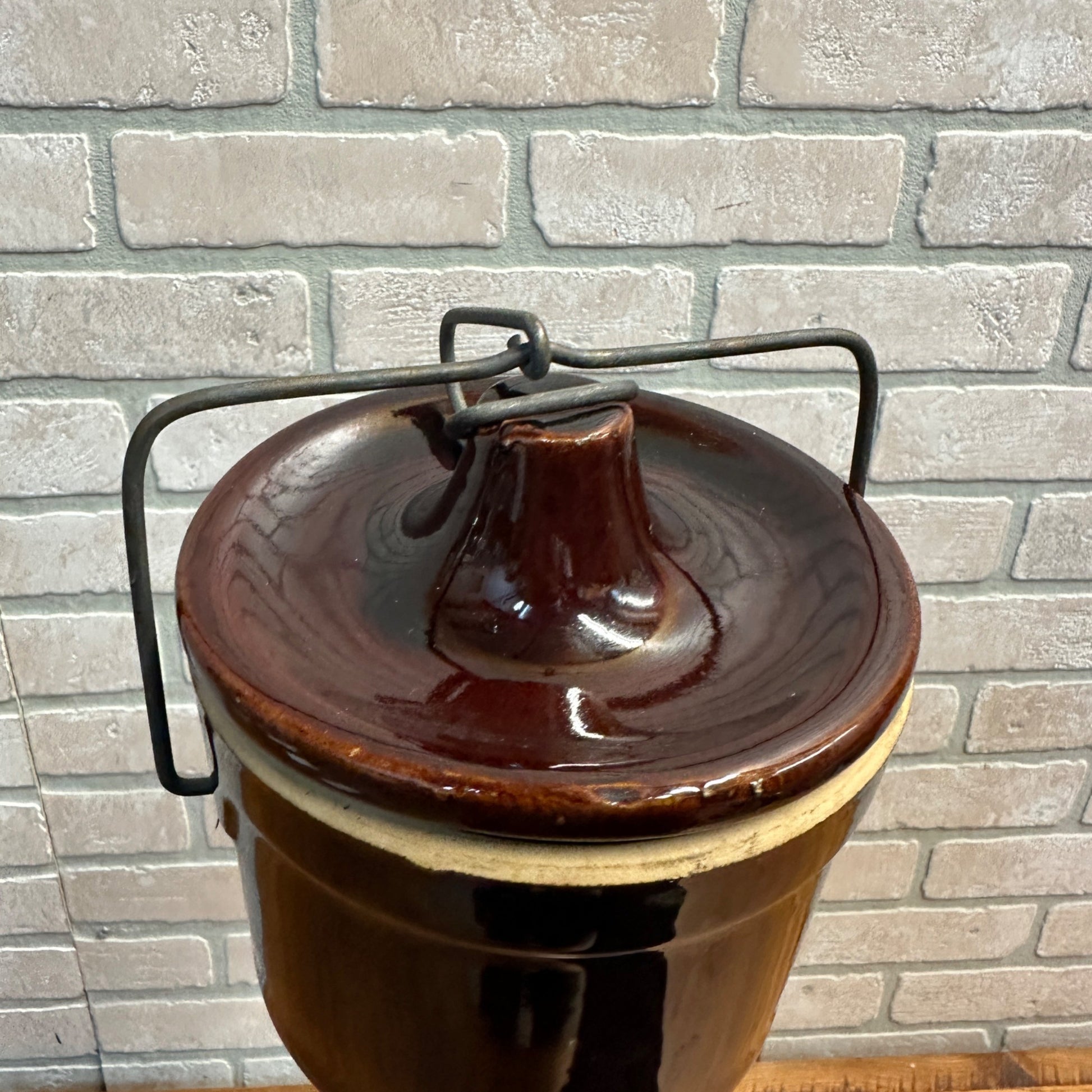Vintage Cheese Crock Brown Stoneware Kitchen 40oz 5.25" x 5"