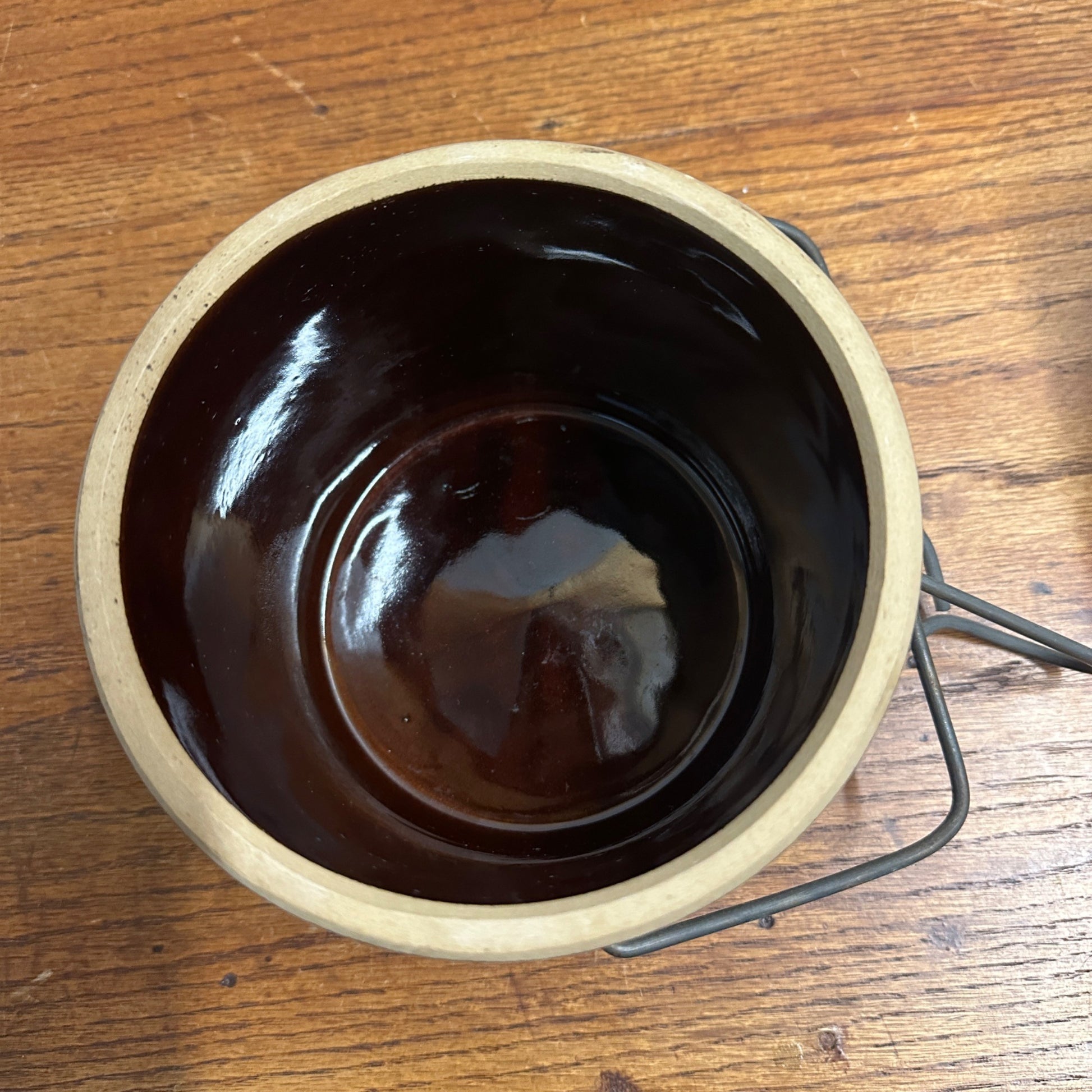 Vintage Cheese Crock Brown Stoneware Kitchen 40oz 5.25" x 5"