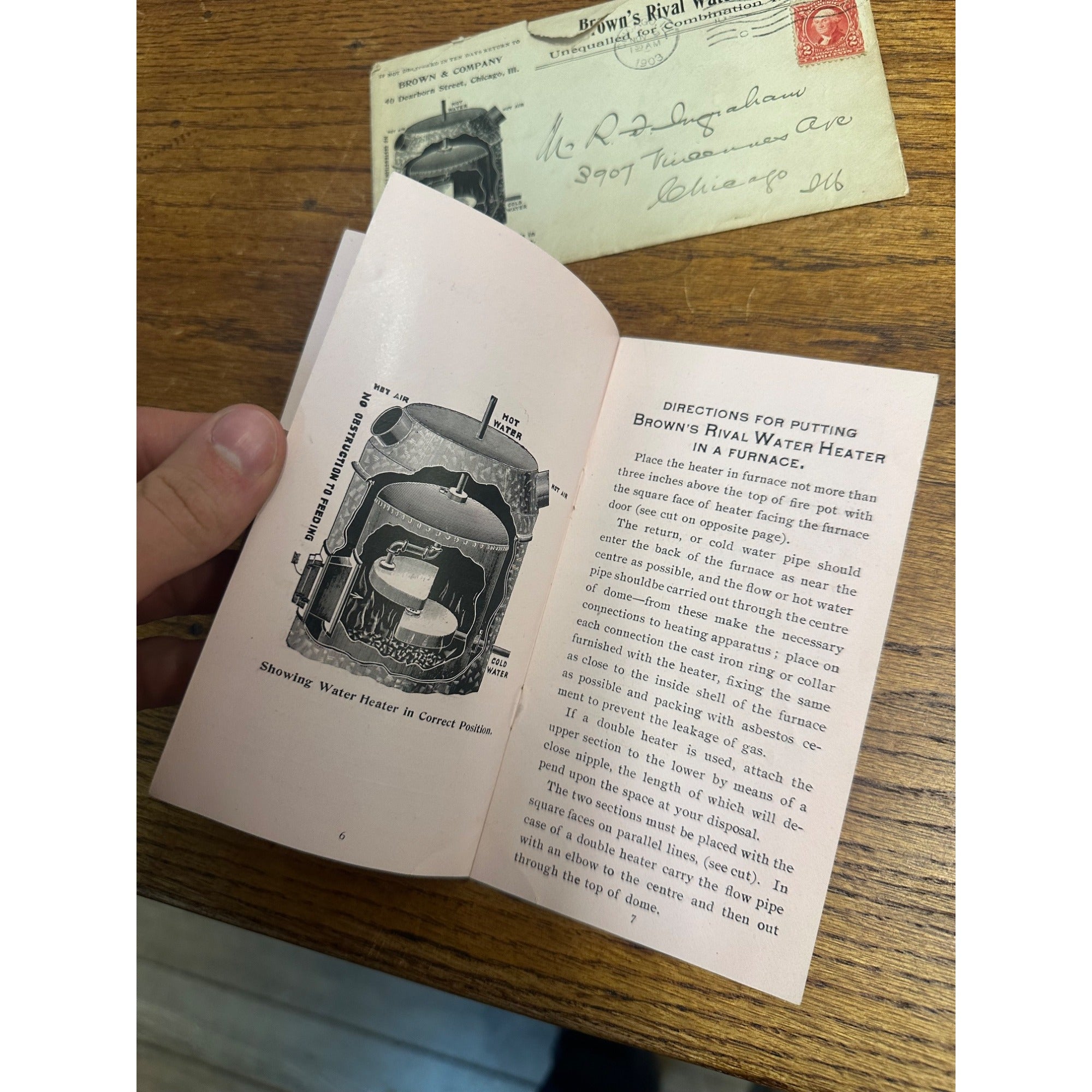 Vintage c1903 Brown's Rival Water Heater Catalog + Envelope Chicago Advertising