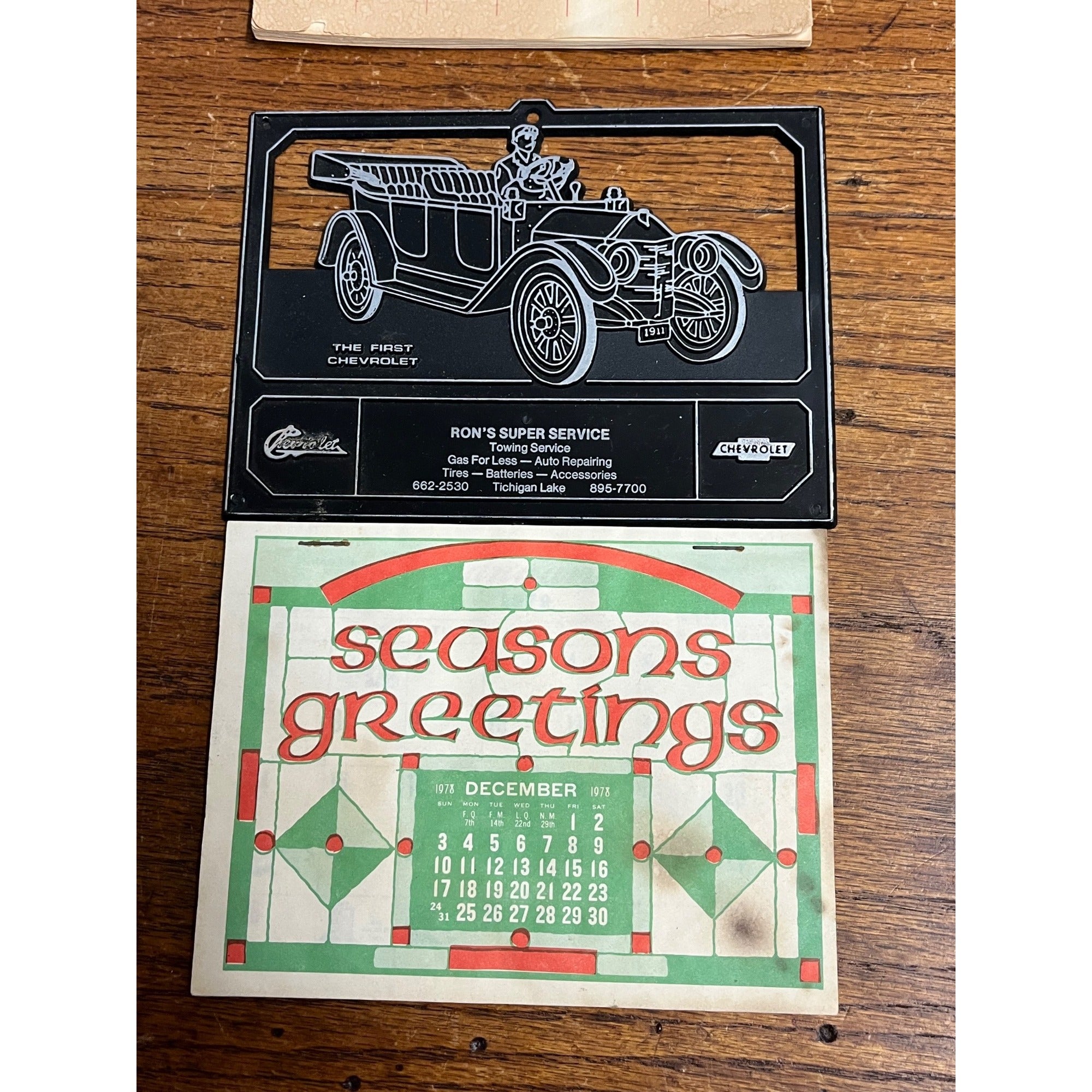 Vintage Chevrolet Chevy Advertising Calendar Signs Tichigan Lake Wis 1978-79