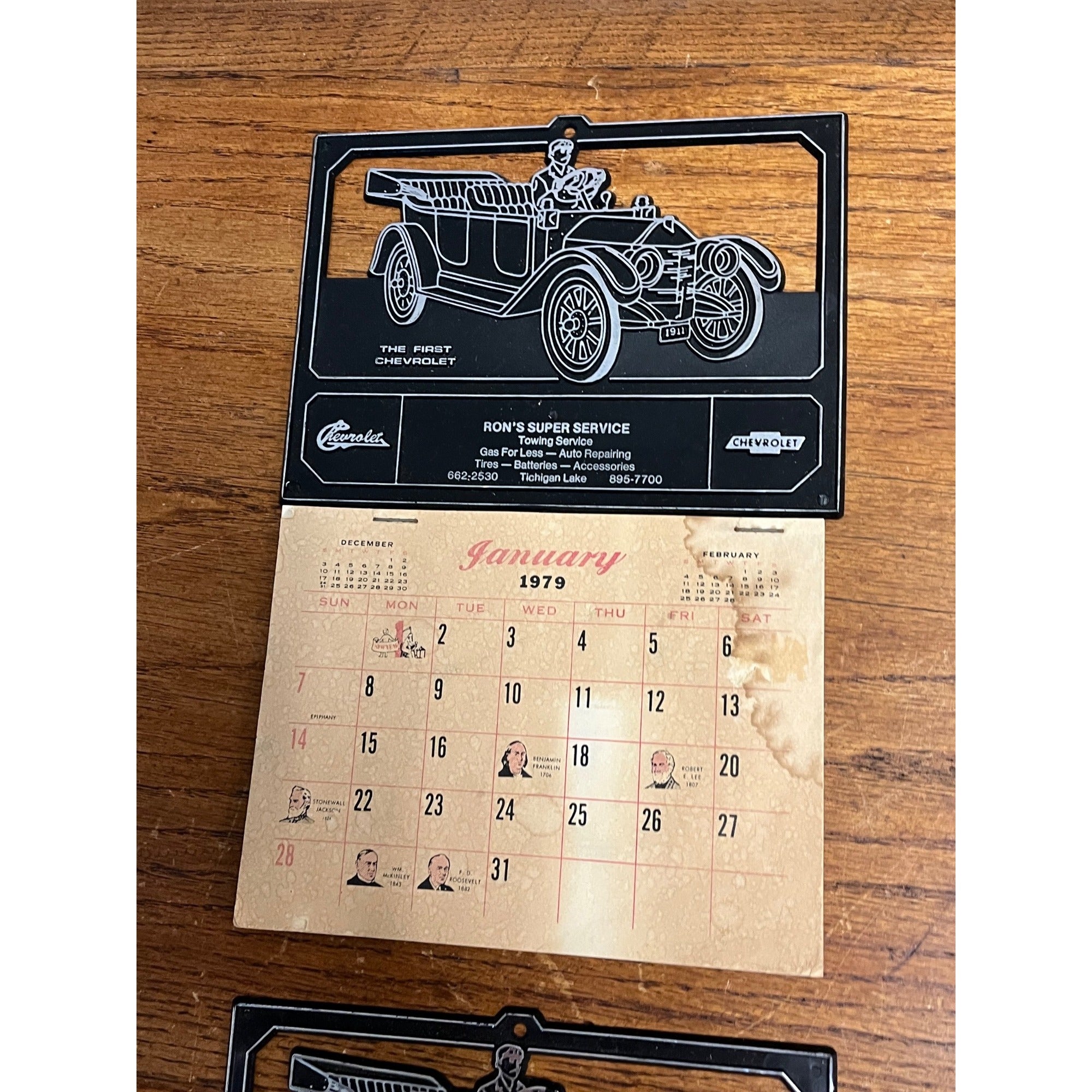 Vintage Chevrolet Chevy Advertising Calendar Signs Tichigan Lake Wis 1978-79