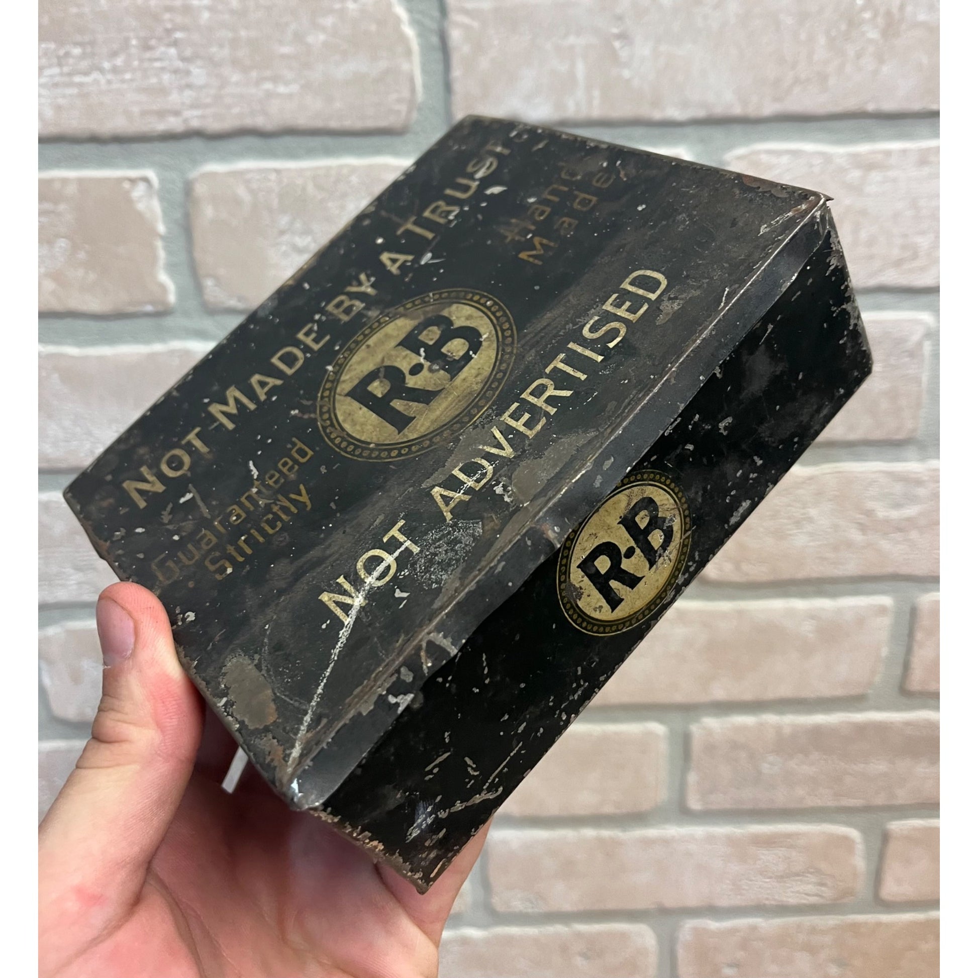 Vintage R - B Cigar Tin "Not Advertised" Not Made By A Trust 9th Dist. PA Factor