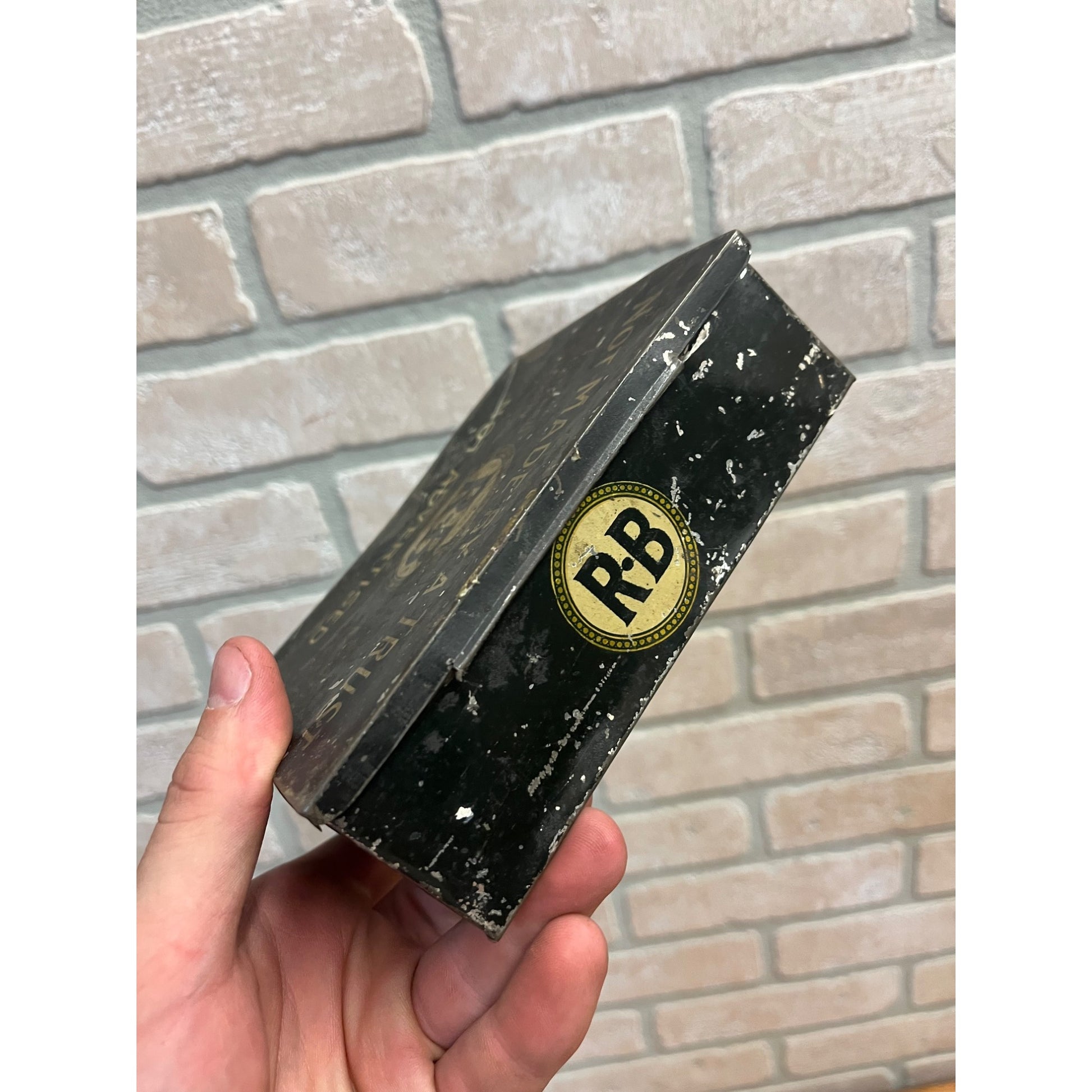 Vintage R - B Cigar Tin "Not Advertised" Not Made By A Trust 9th Dist. PA Factor