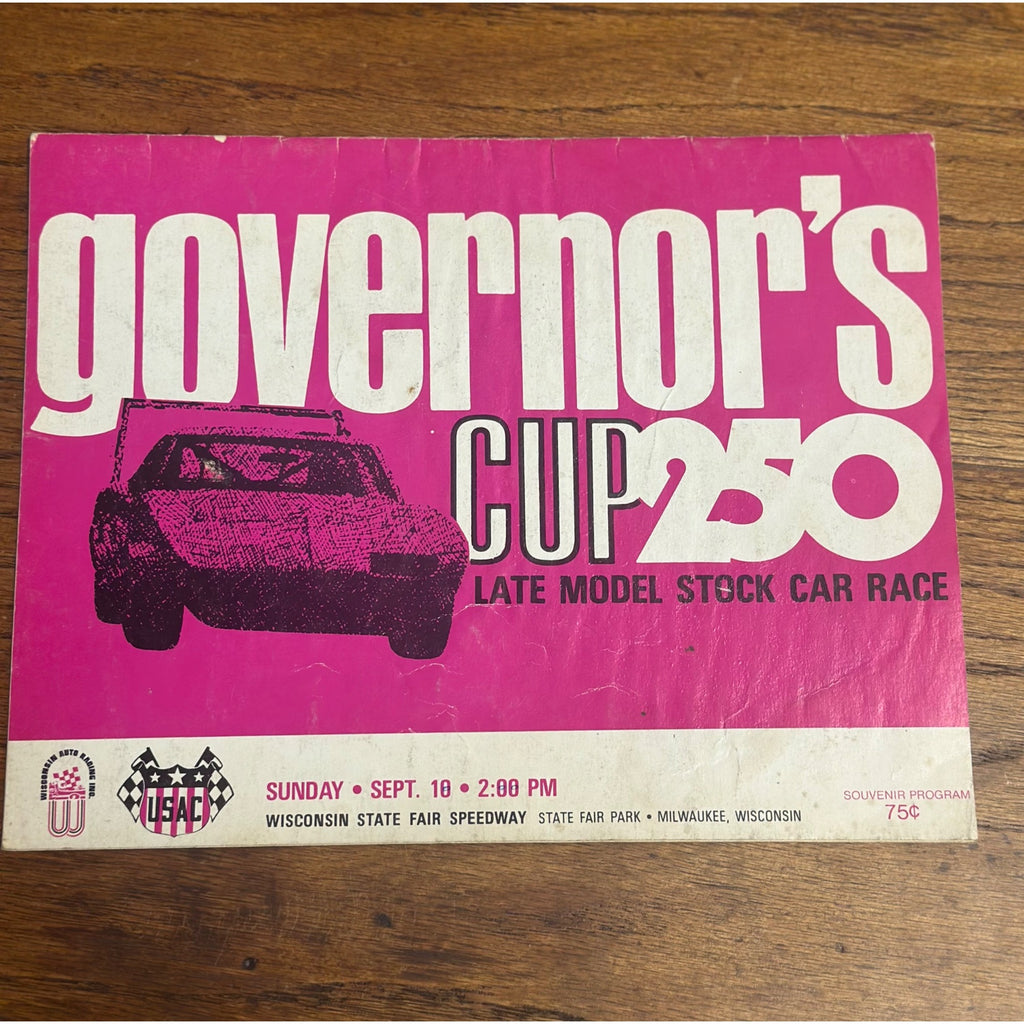 1972 Governor's Cup 250 Mile Race National Championship Souvenir Program Wisconsin