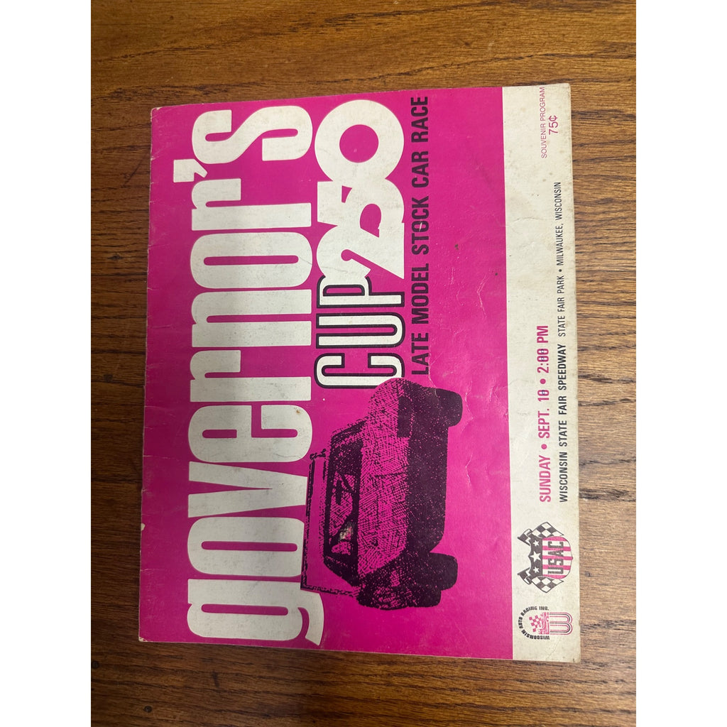 1972 Governor's Cup 250 Mile Race National Championship Souvenir Program Wisconsin