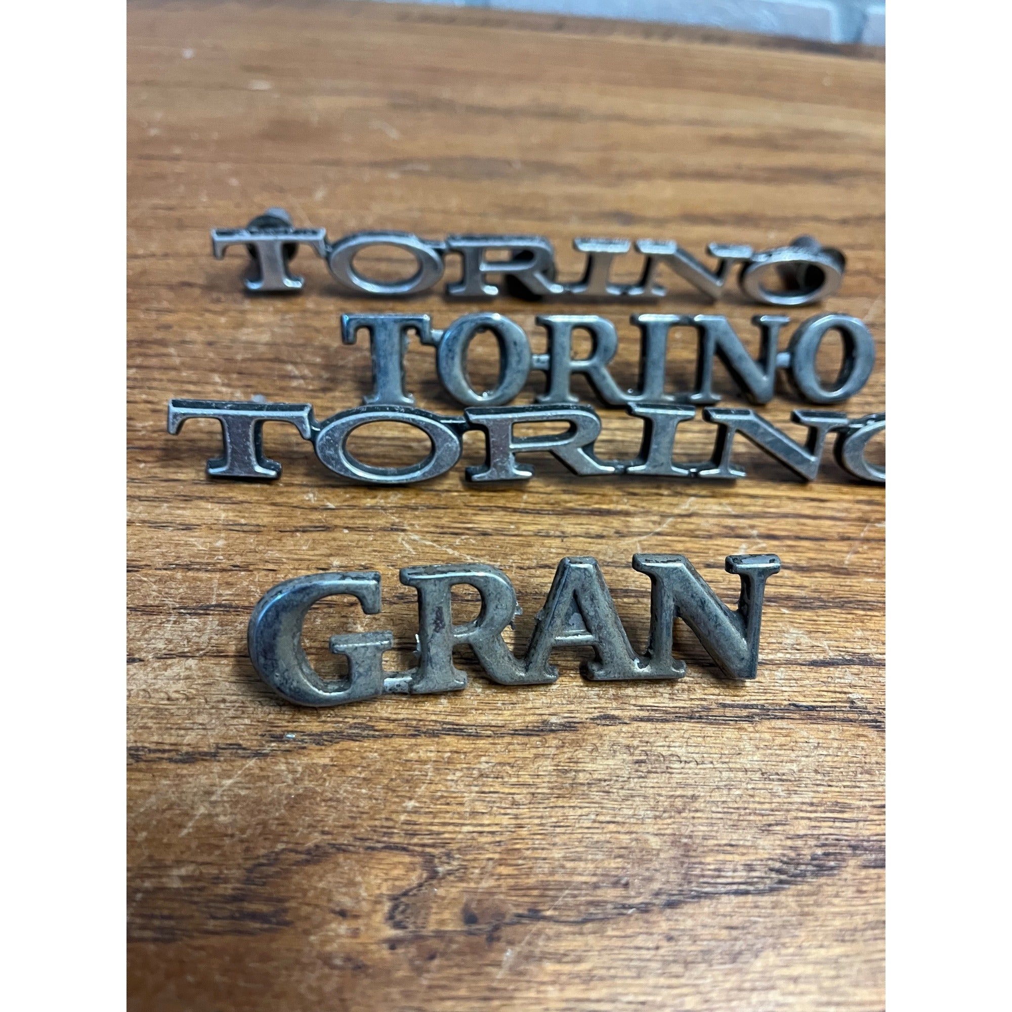 Vintage Ford Gran Torino Emblem Badges Script Lot OEM Original Parts