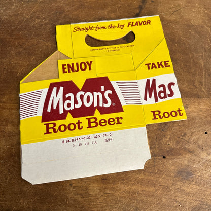 Masons Root Beer Yellow Caddy NOS Soda Carrier Tote