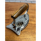 Vintage 1930s Art Deco Kwik Way Traveler Clothes Iron w/Wood Handle