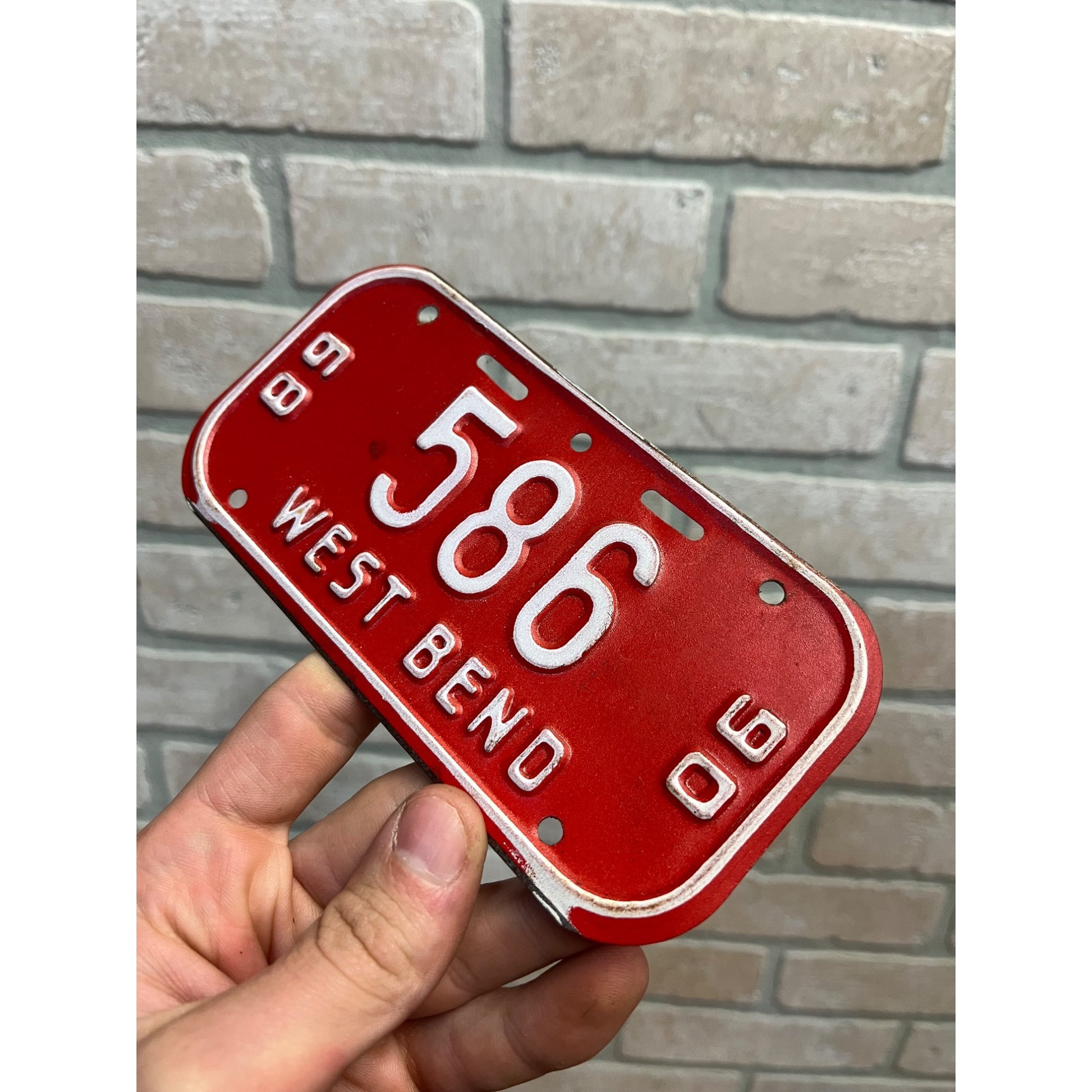 Vintage Wisconsin Bicycle Bike License Plate Embossed West Bend 1989-1990