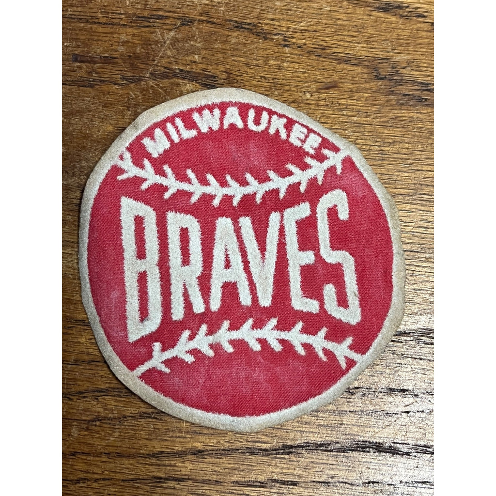 Vintage 1950s Milwaukee Braves Felt Iron-On Red Baseball Jersey Patch Original