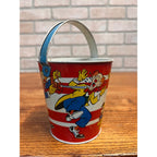 Vintage Ohio Art Co. Tin Litho Child's Sand Pail Toy Small 4.25" Clowns