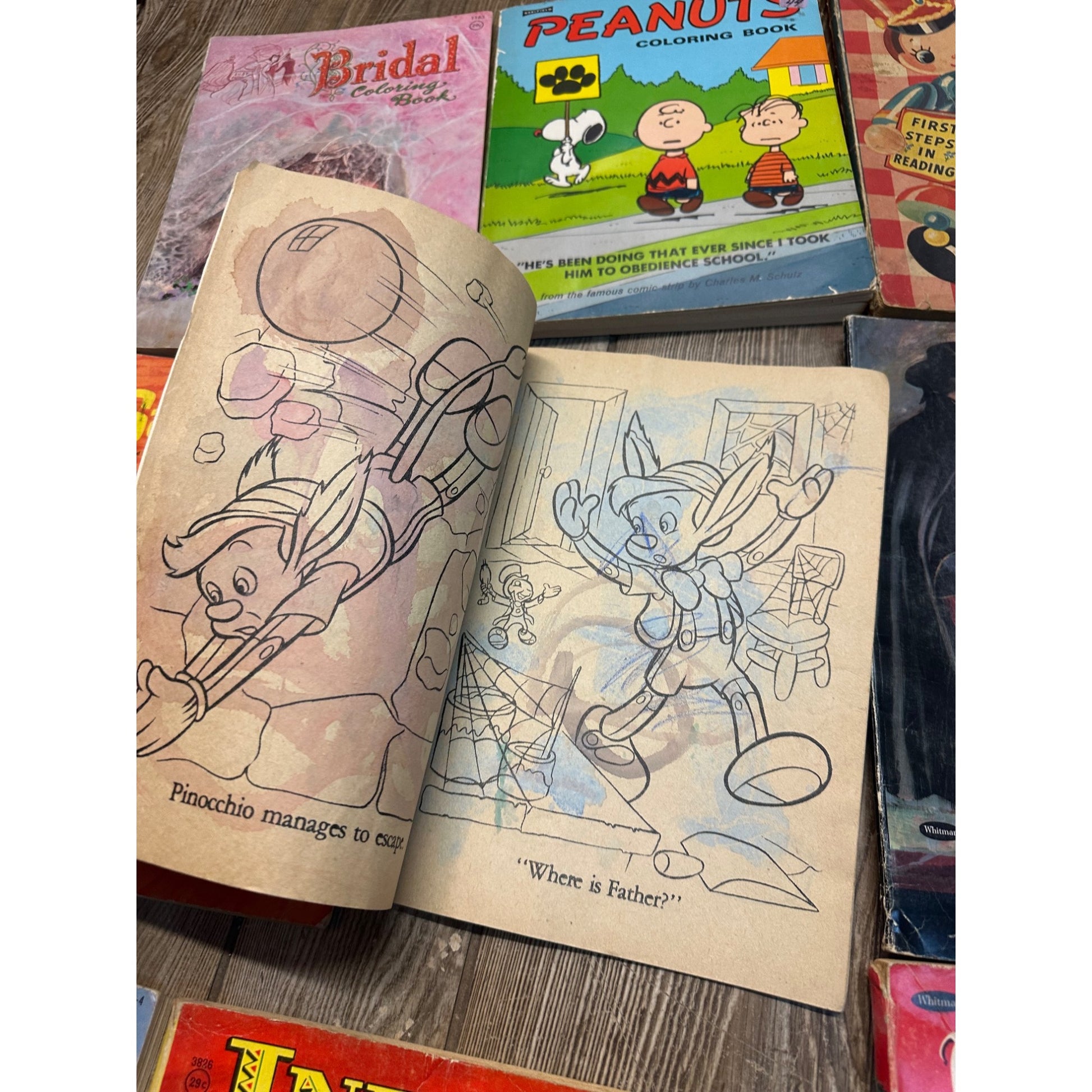 Vintage 1960s-1980s Children's Coloring Books Batman Aladdin Peanuts Disney ++