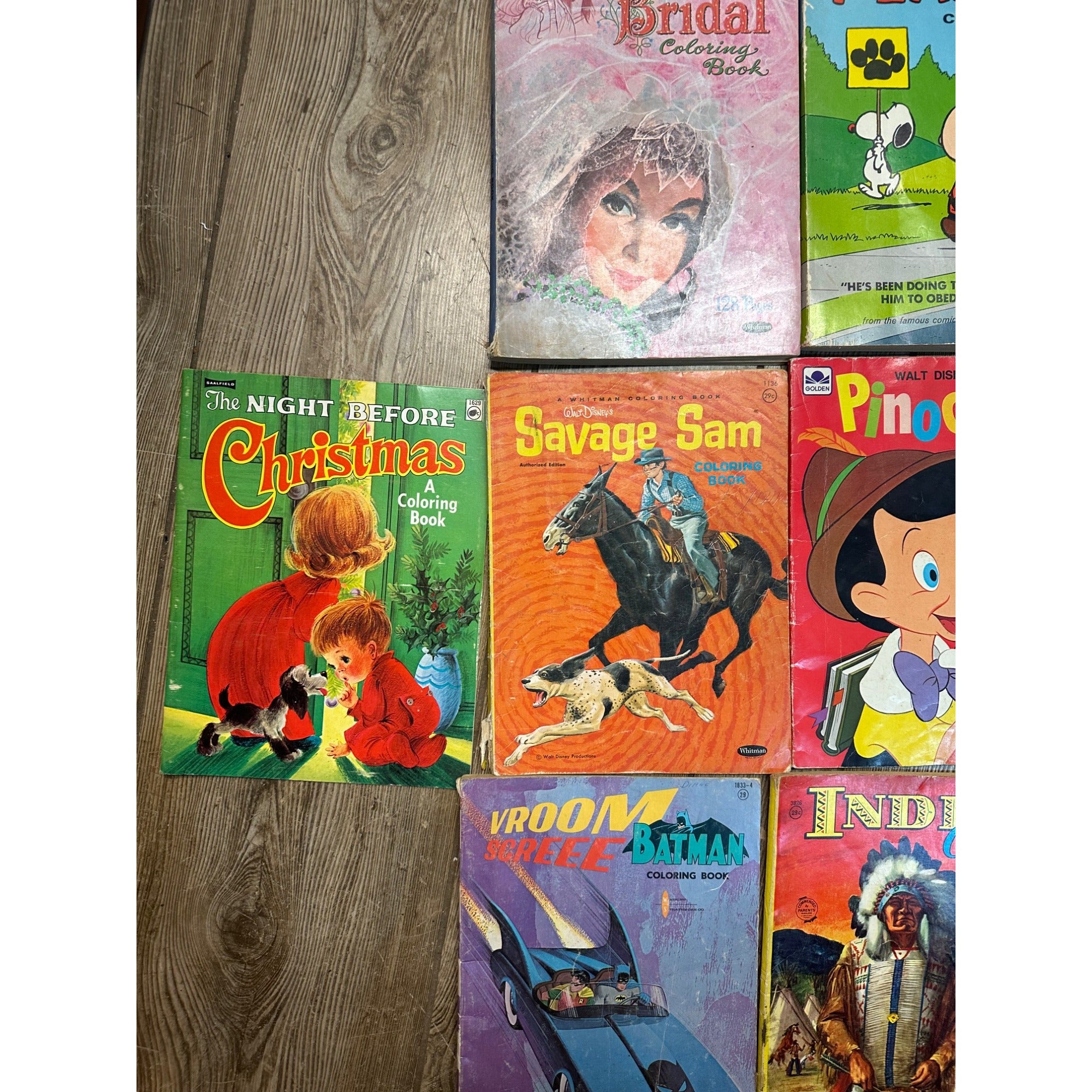 Vintage 1960s-1980s Children's Coloring Books Batman Aladdin Peanuts Disney ++