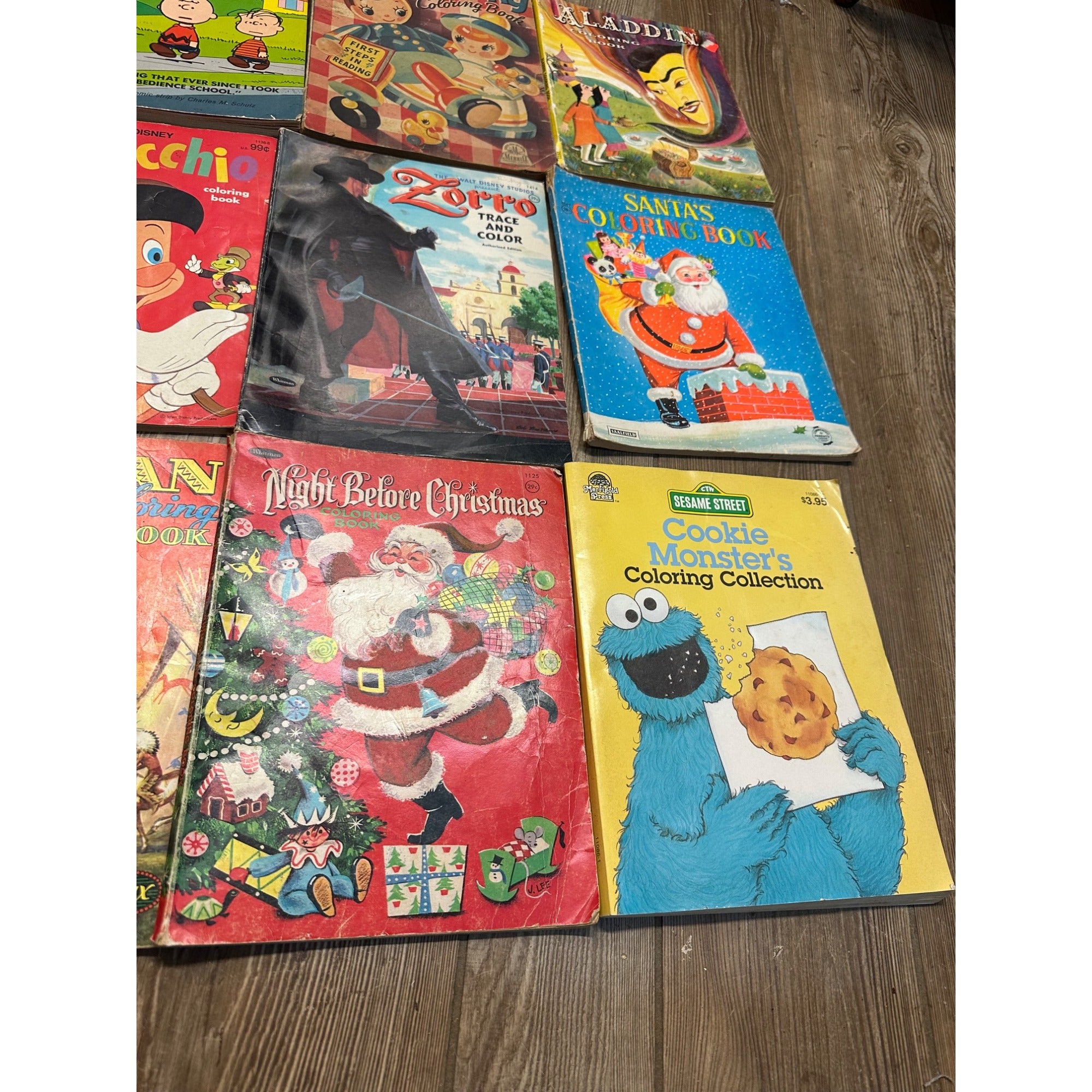 Vintage 1960s-1980s Children's Coloring Books Batman Aladdin Peanuts Disney ++