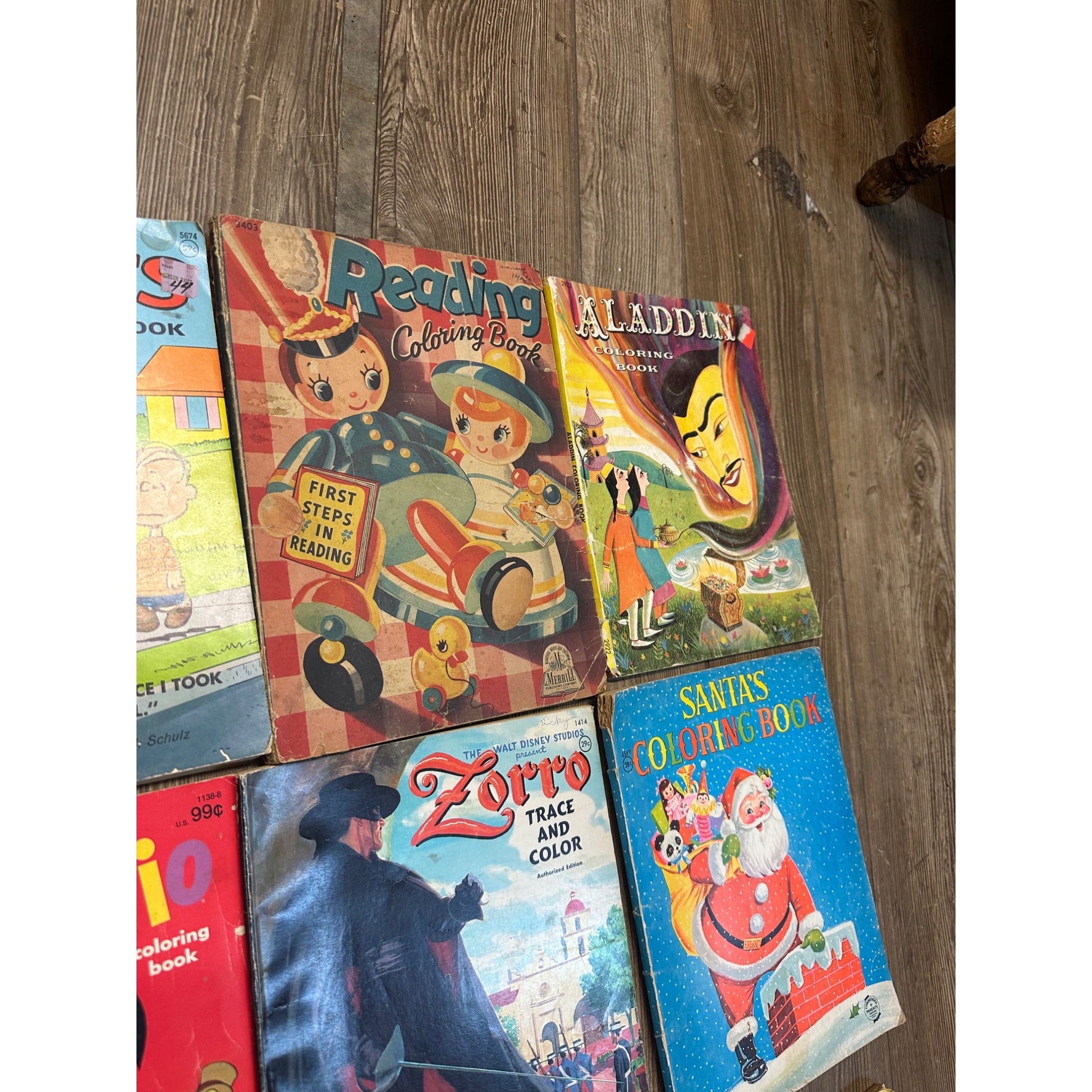 Vintage 1960s-1980s Children's Coloring Books Batman Aladdin Peanuts Disney ++