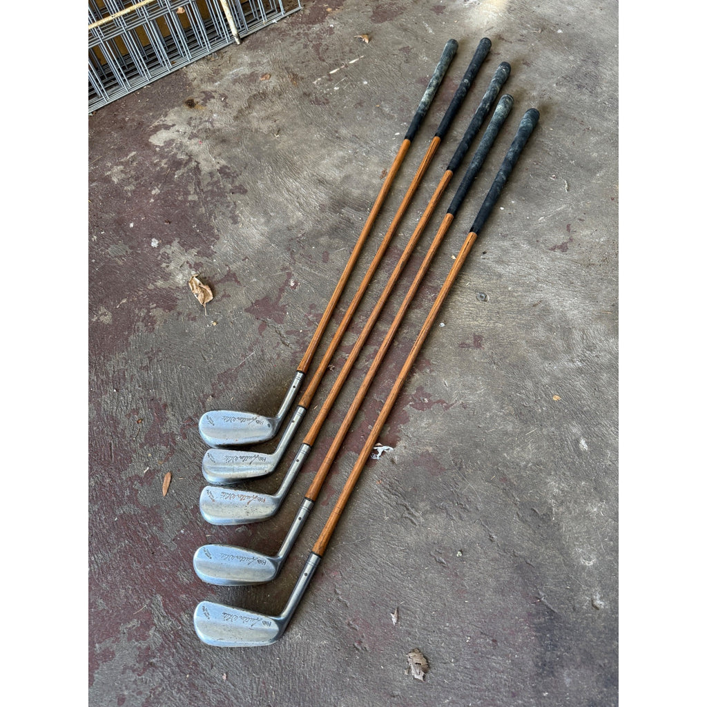 Set 5 Vintage Luther White H&B Wood Shaft Golf Clubs Irons Hickory Era Antique